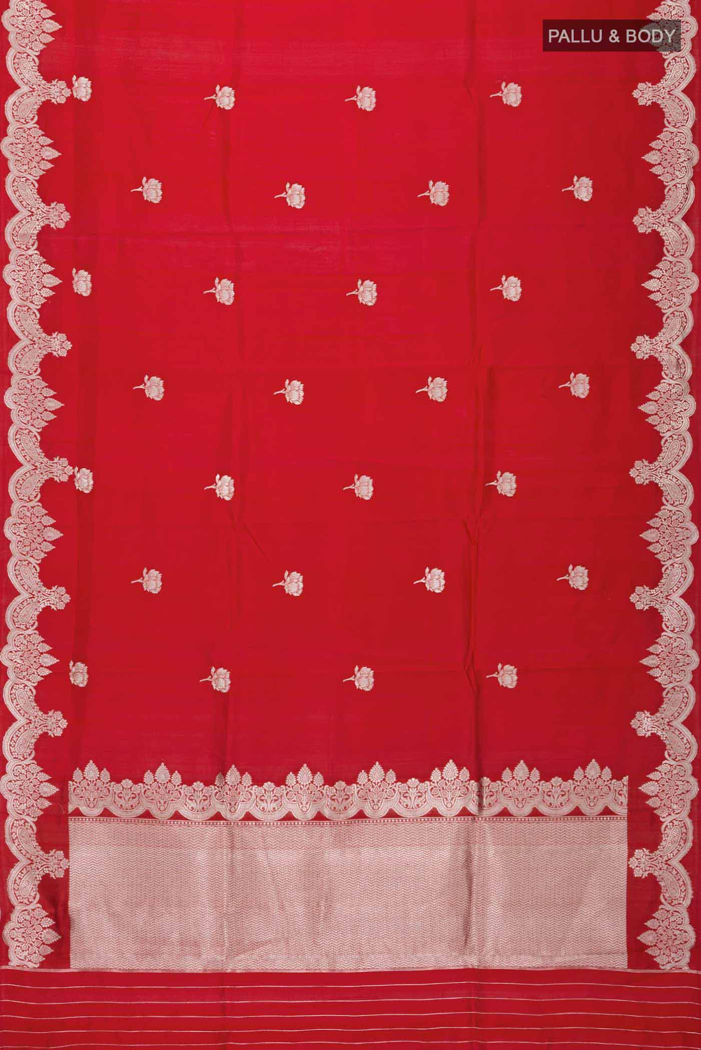 Red Banarasi Silk Saree - Image 5
