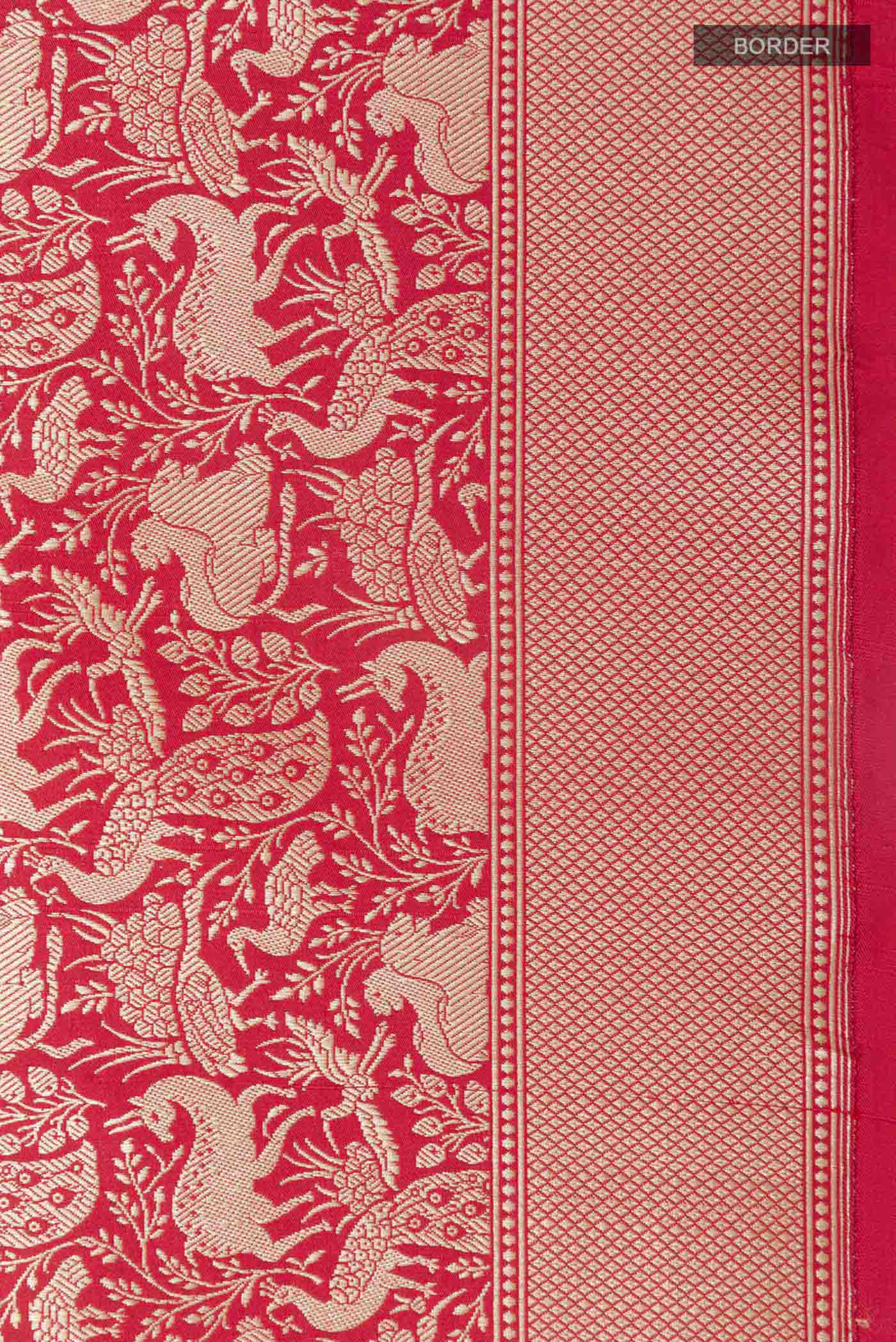 Red Banarasi Silk Saree - Image 3