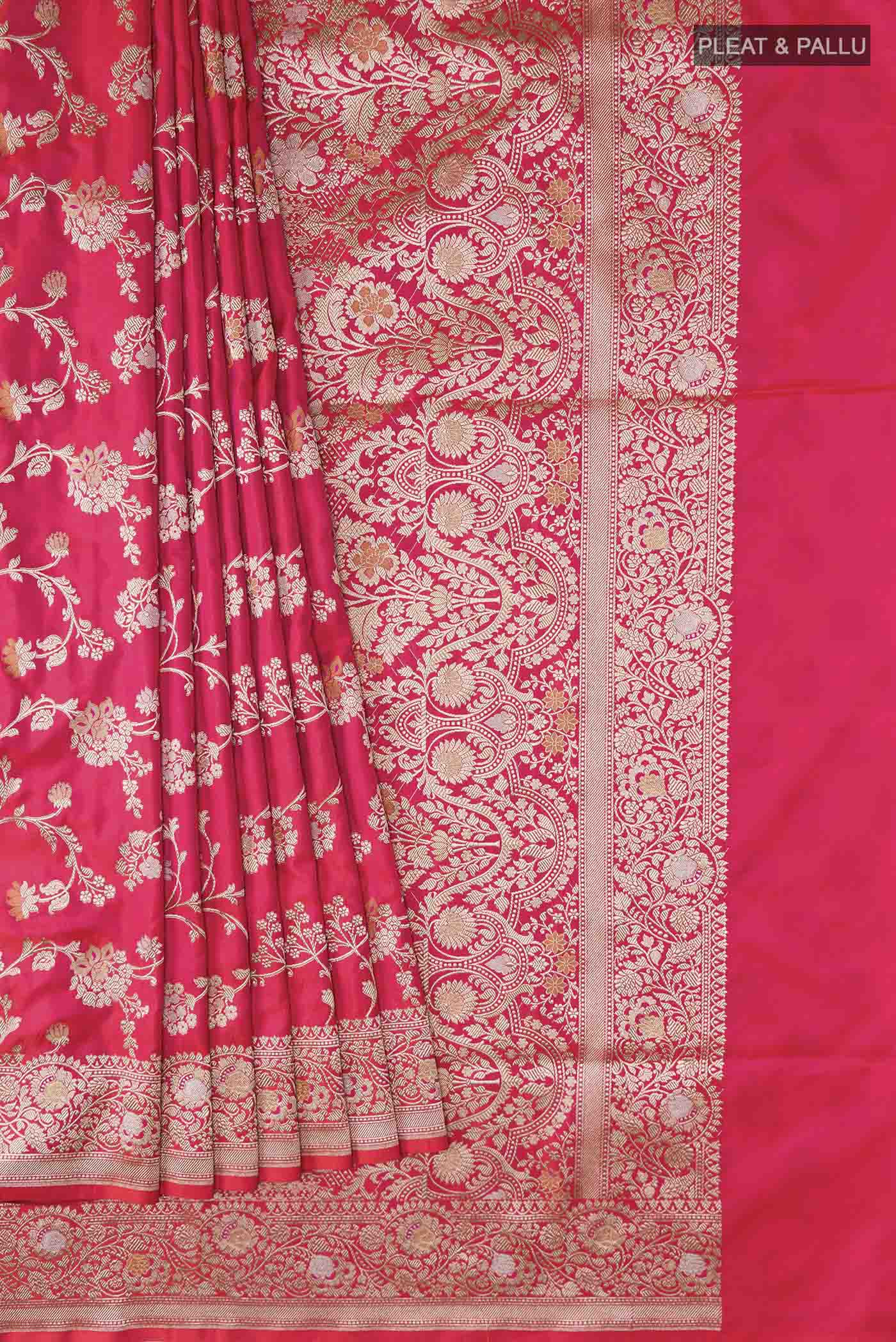 Red Banarasi Silk Saree - Image 4