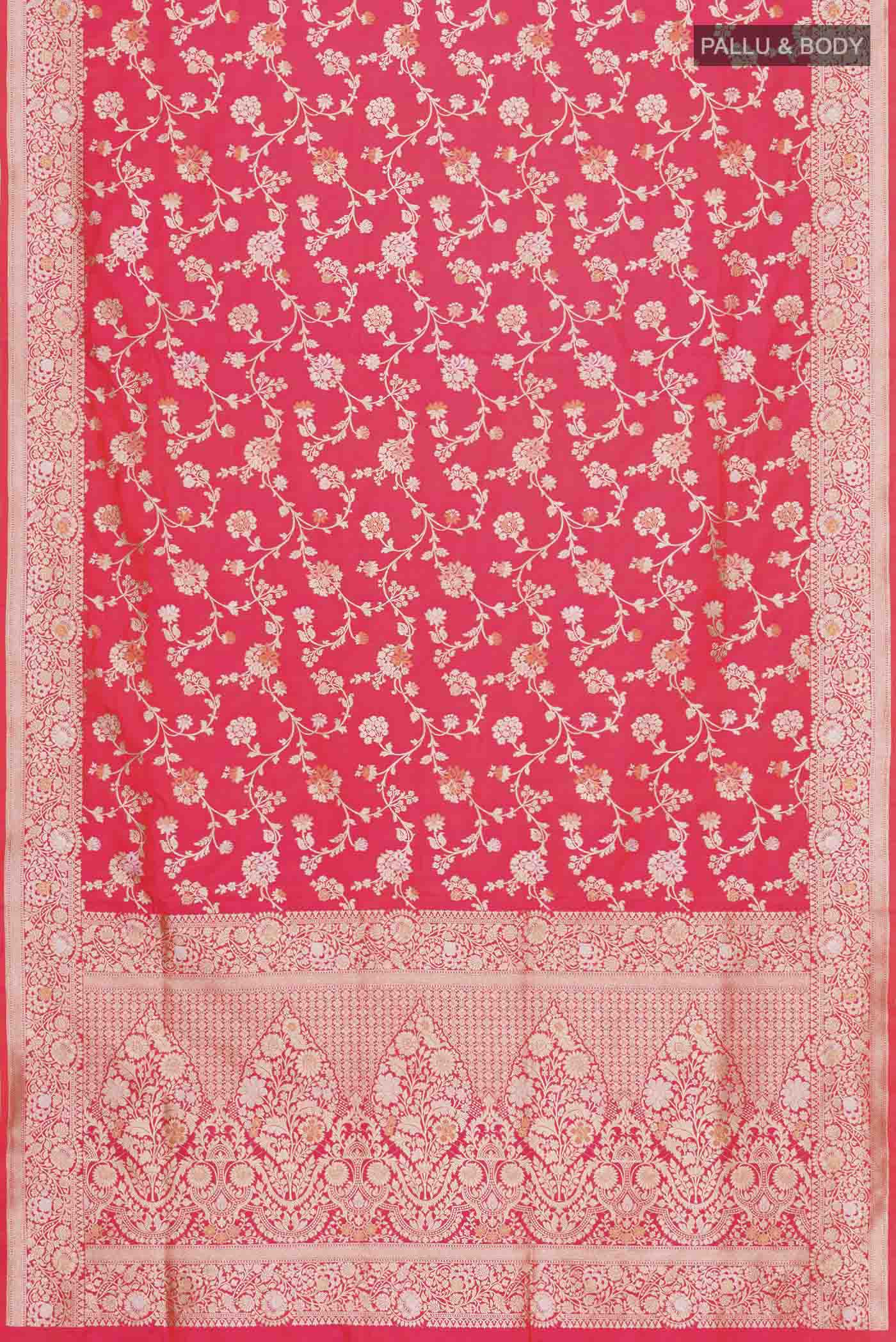 Red Banarasi Silk Saree - Image 6