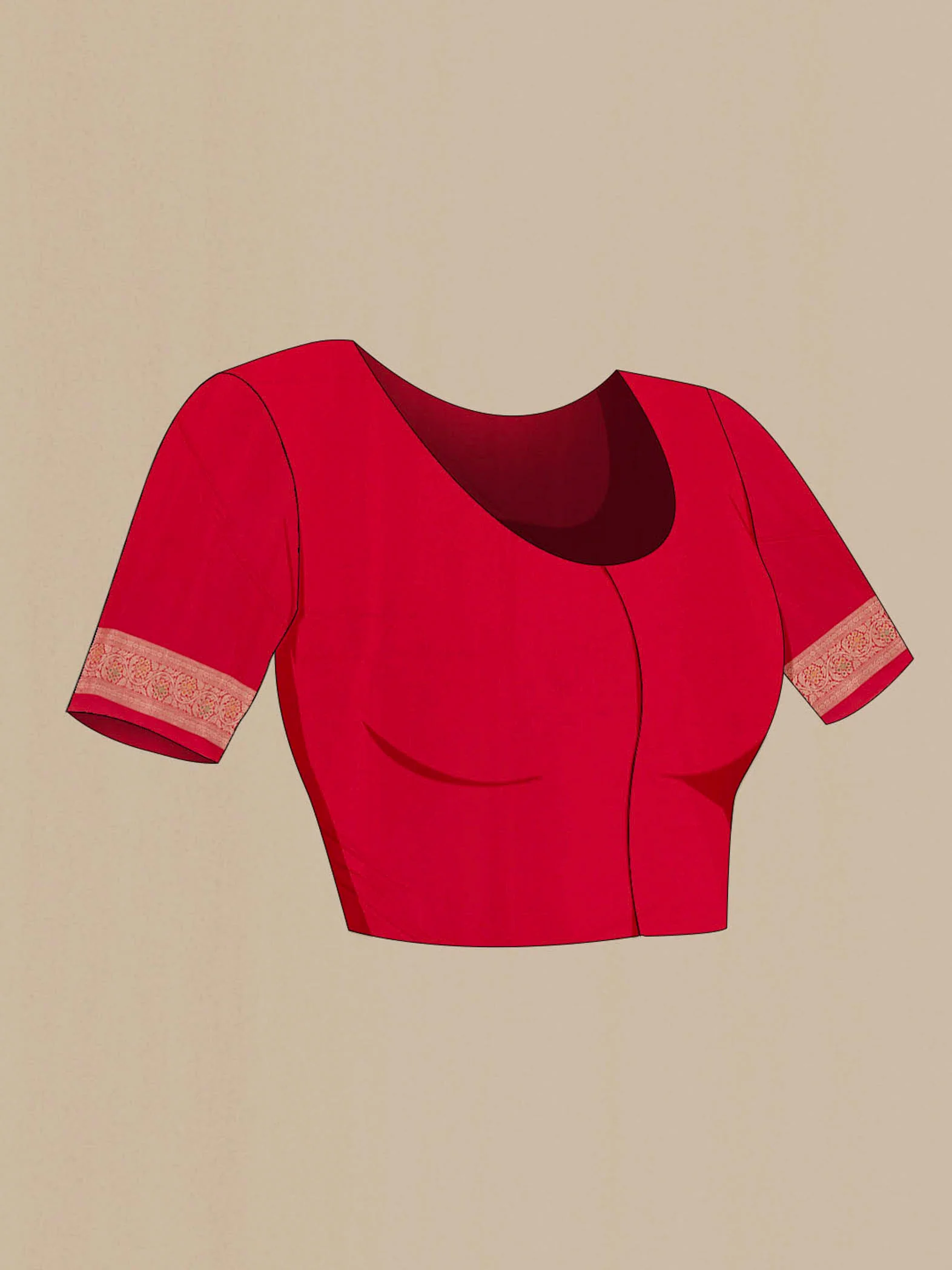 Red Banarasi Silk Saree - Image 2