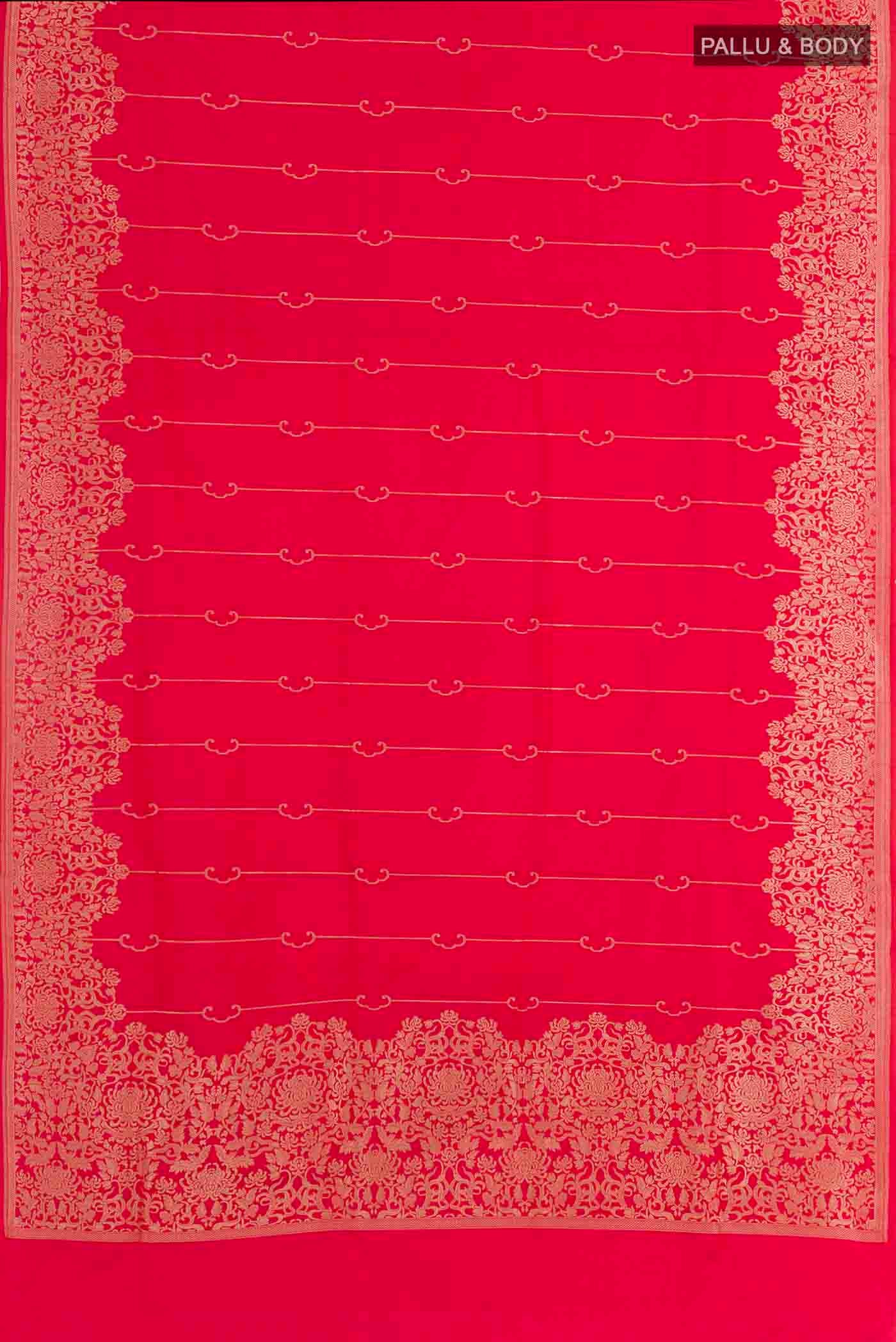 Red Banarasi Silk Saree - Image 3