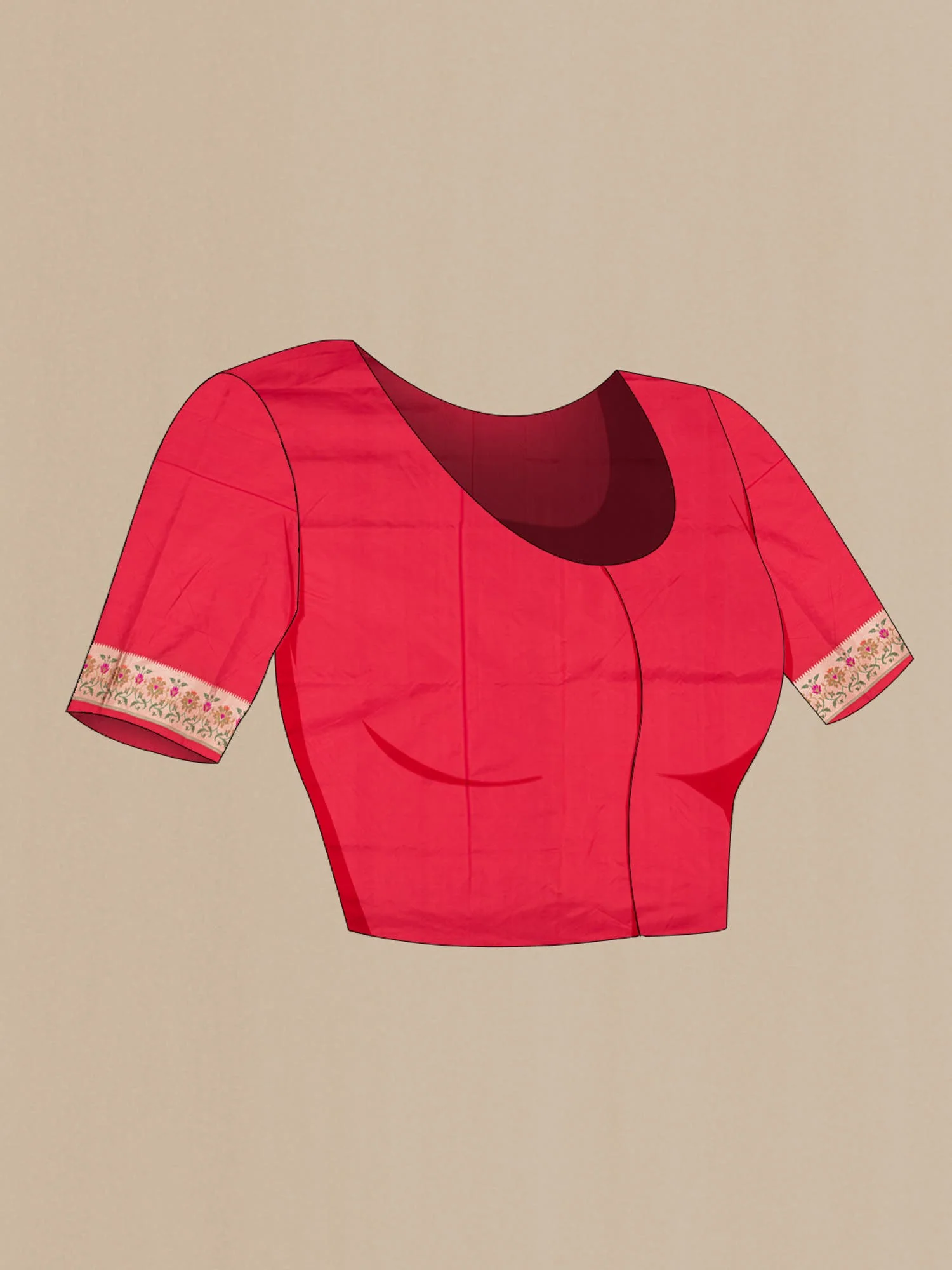 Red Banarasi Silk Saree - Image 7