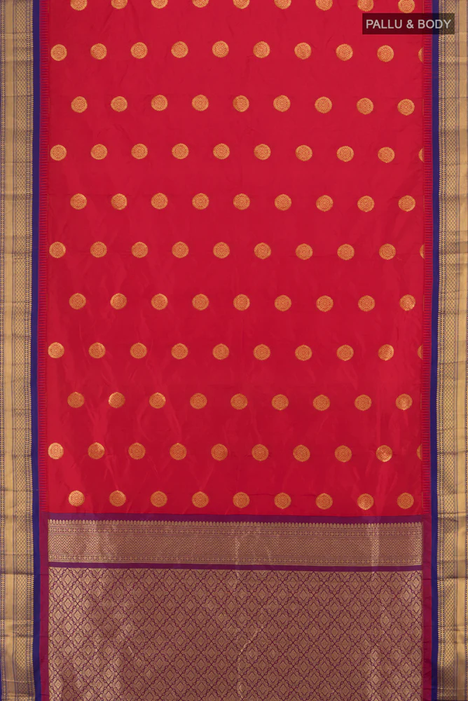 Red Blended Bangalore Silk Saree - Image 5