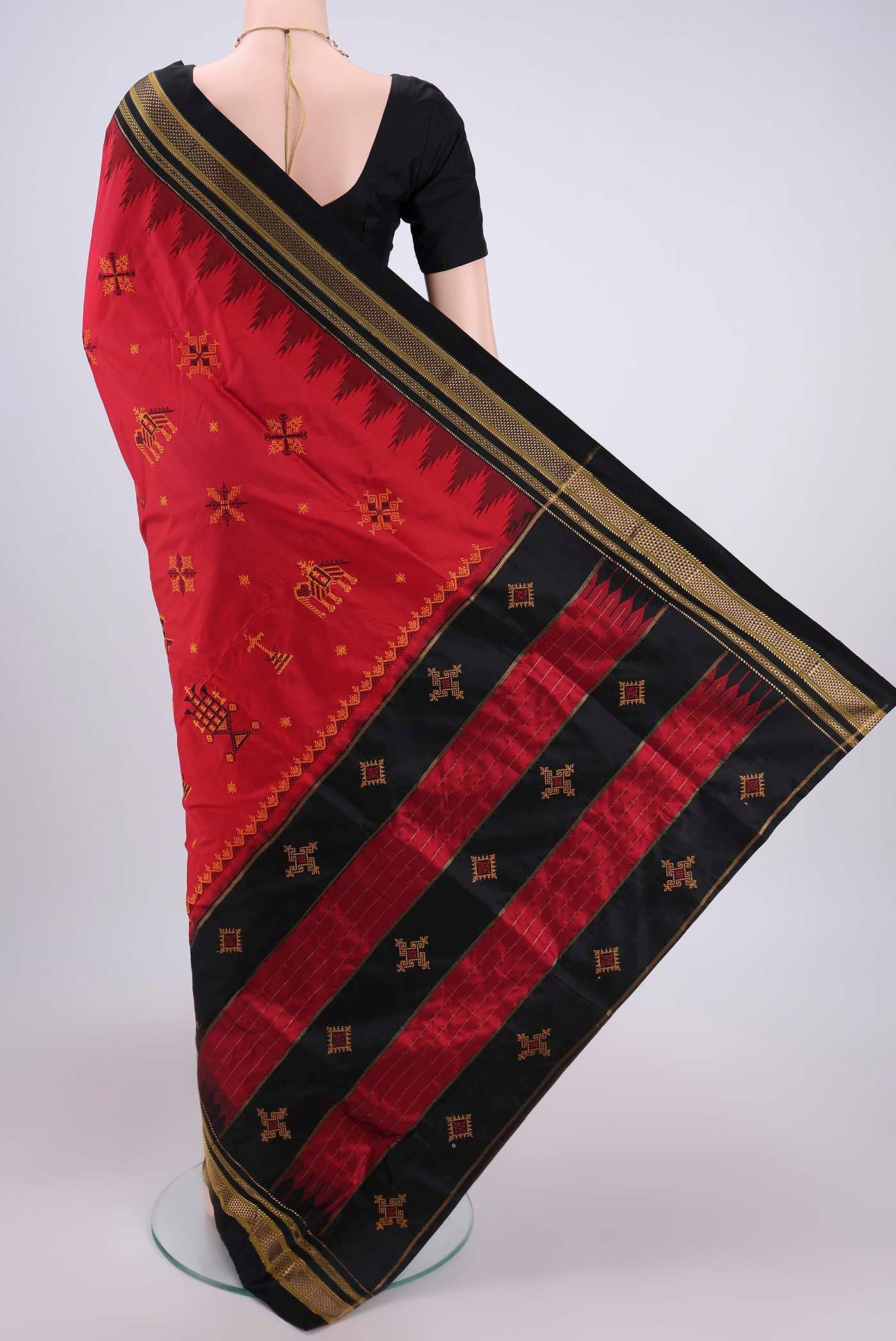 Red Bangalore Silk Saree - Image 3