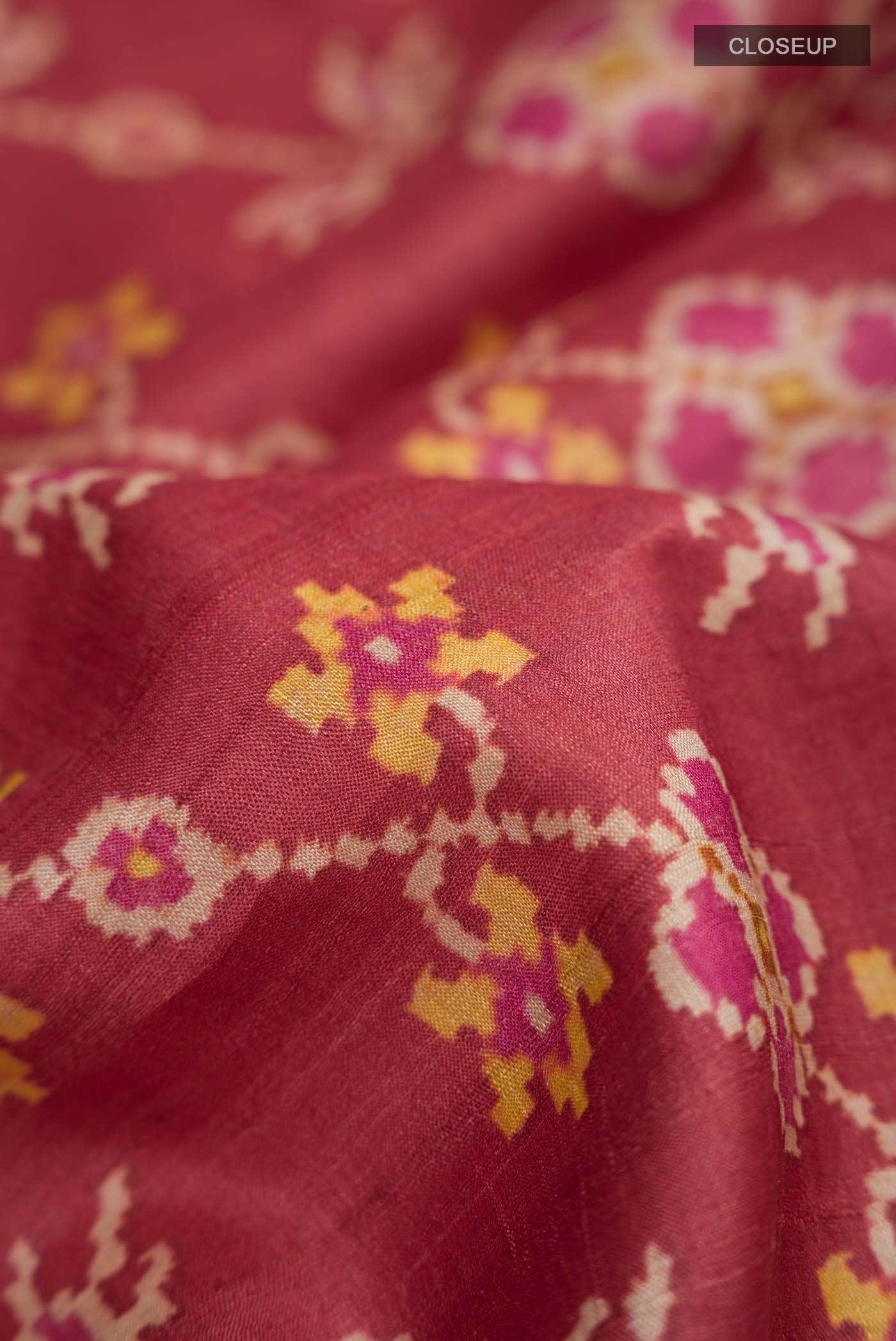 Red Bhagalpuri Tussar Silk Saree - Image 2