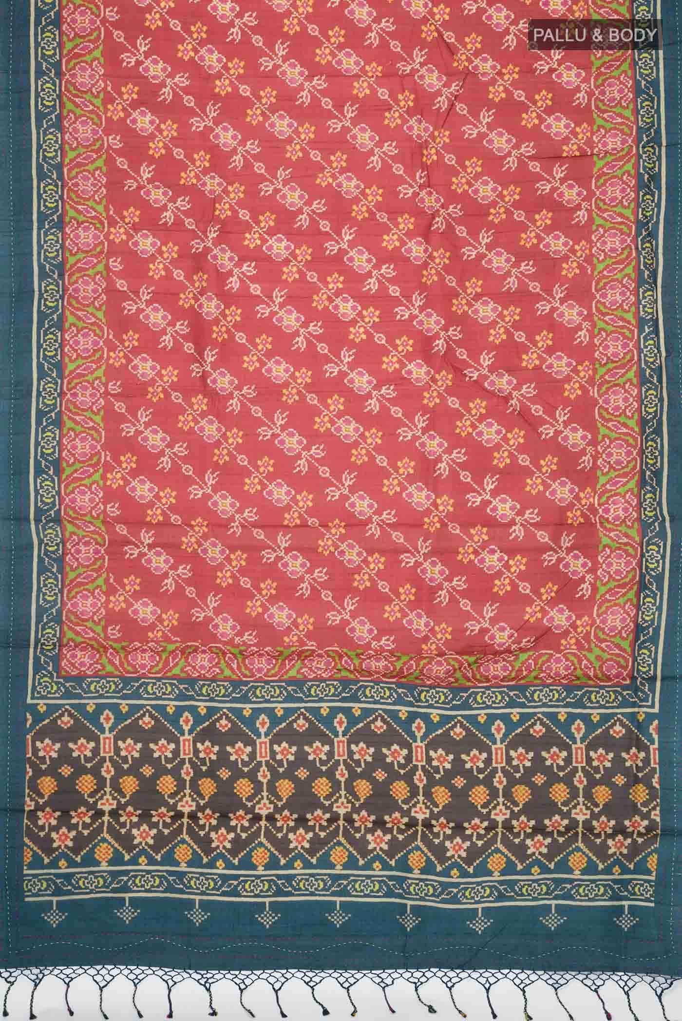 Red Bhagalpuri Tussar Silk Saree - Image 3