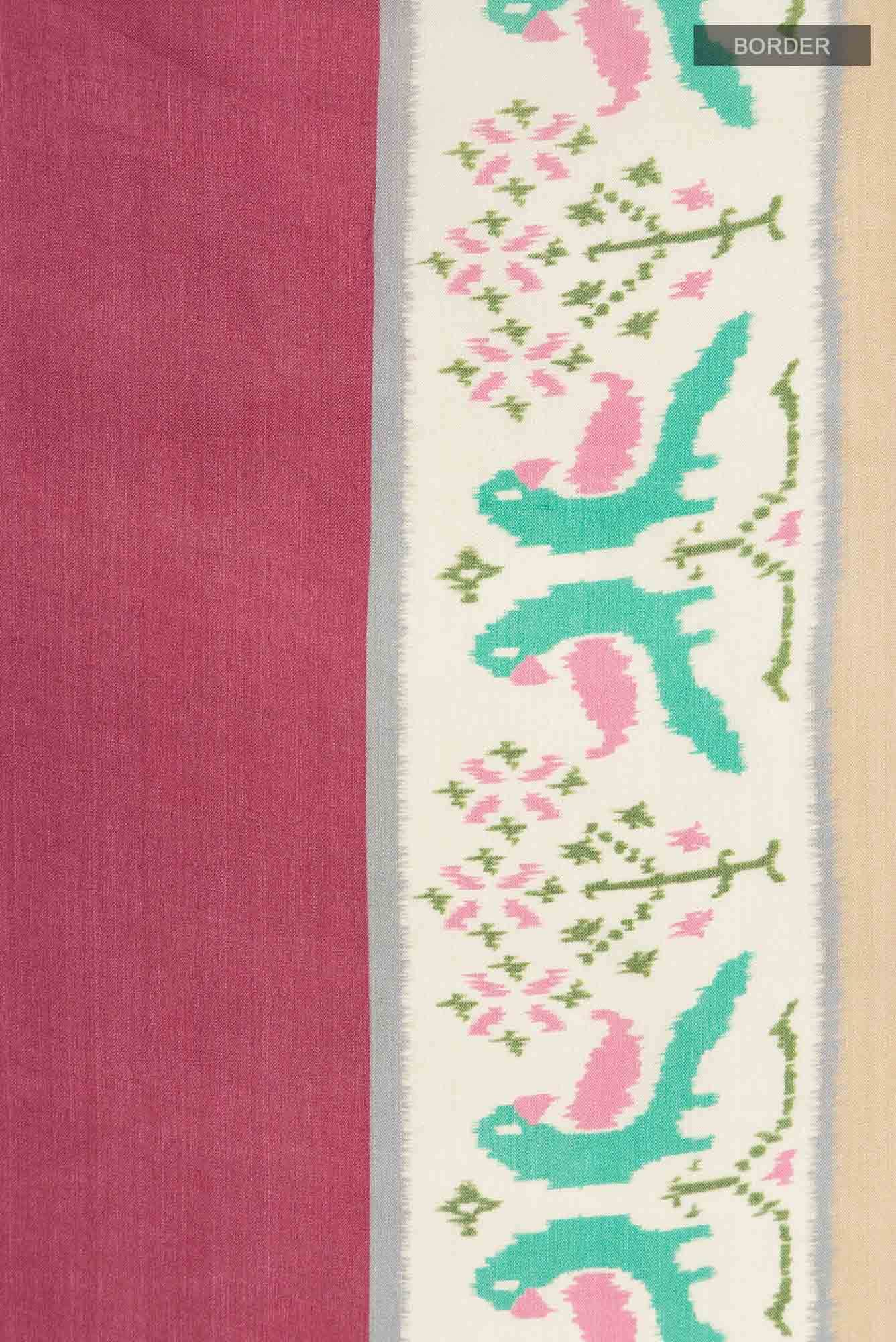 Maroon Bhagalpuri Tussar Silk Saree - Image 4