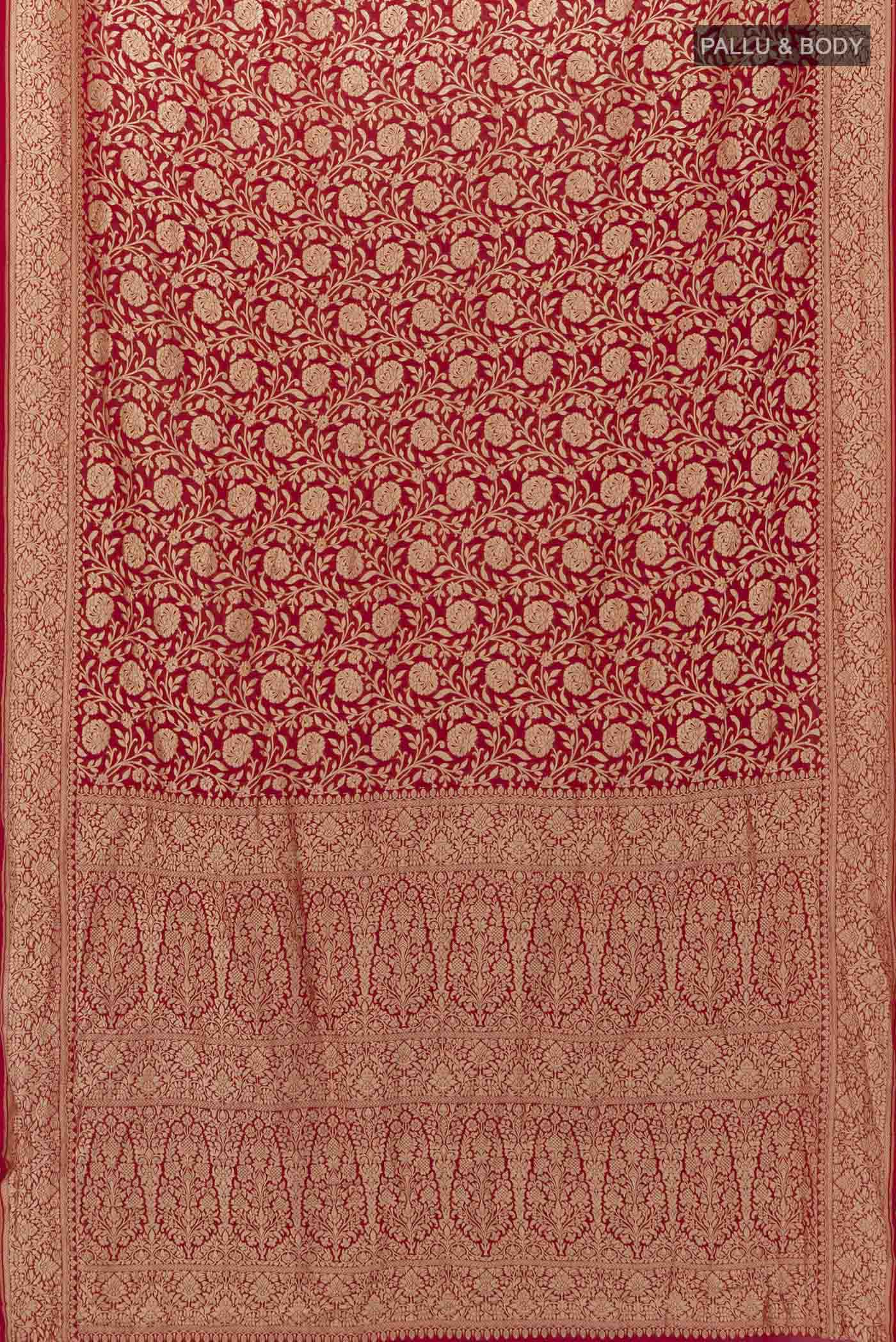 Red Blended Banarasi Saree - Image 5