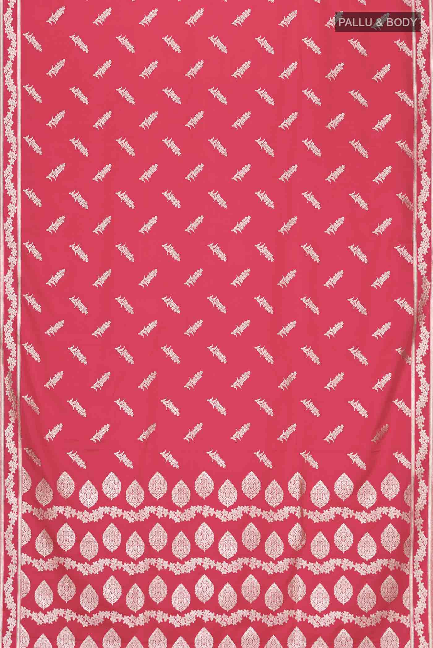 Red Blended Banarasi Silk Saree - Image 3
