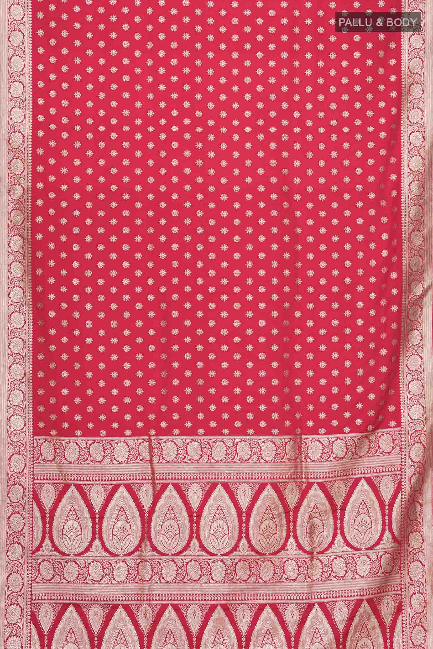 Red Blended Banarasi Silk Saree - Image 3