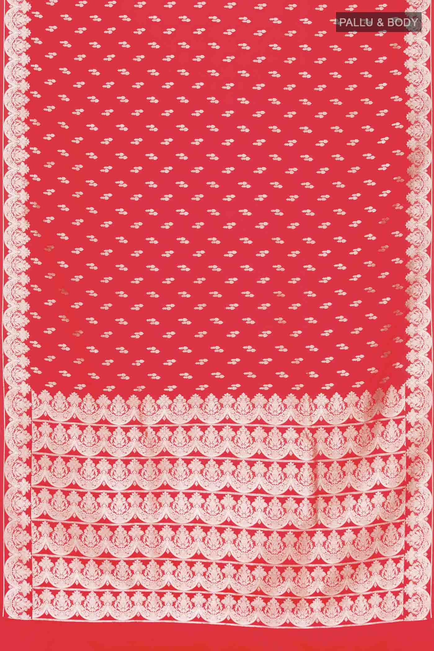 Red Blended Banarasi Silk Saree - Image 3