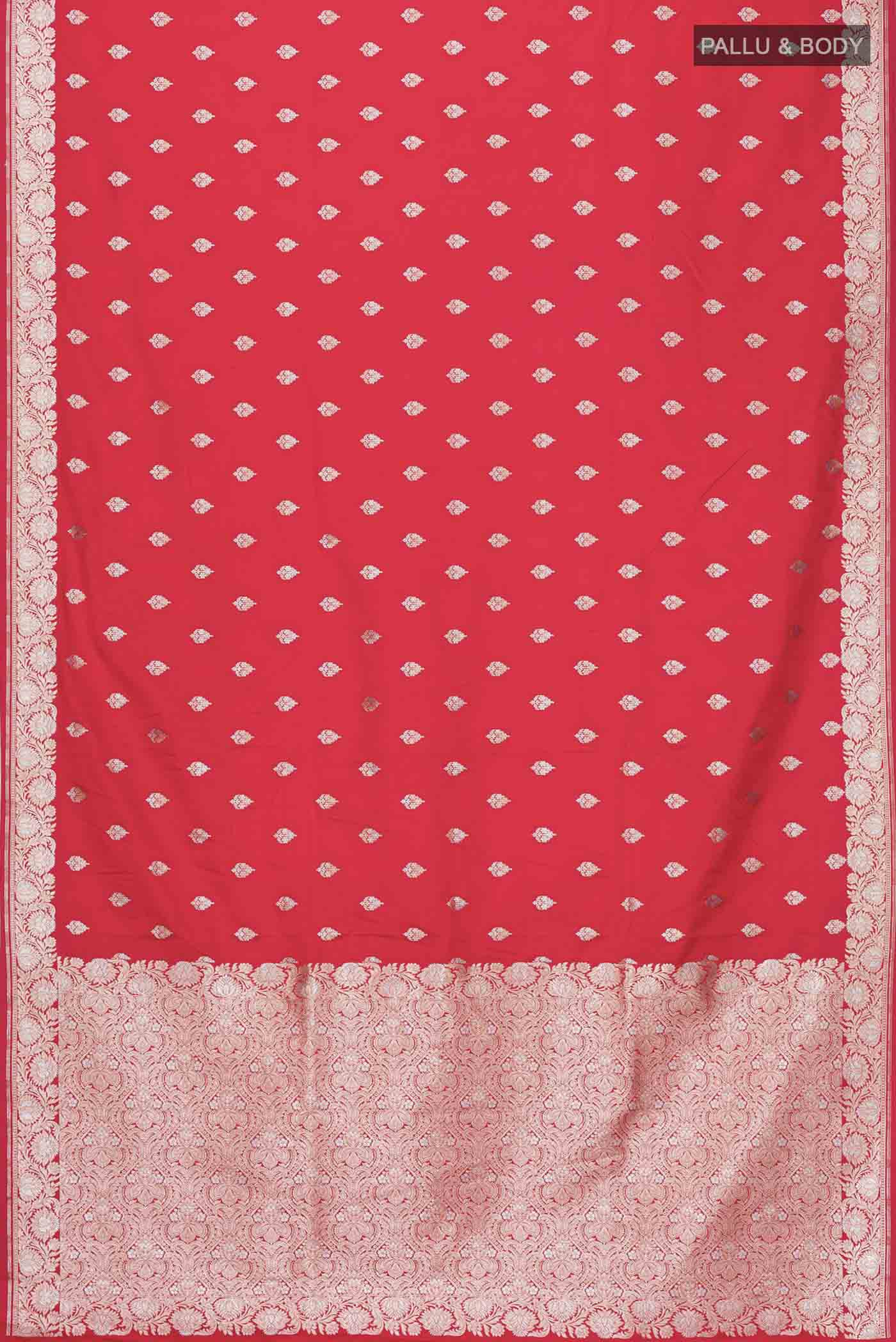 Red Blended Banarasi Silk Saree - Image 3