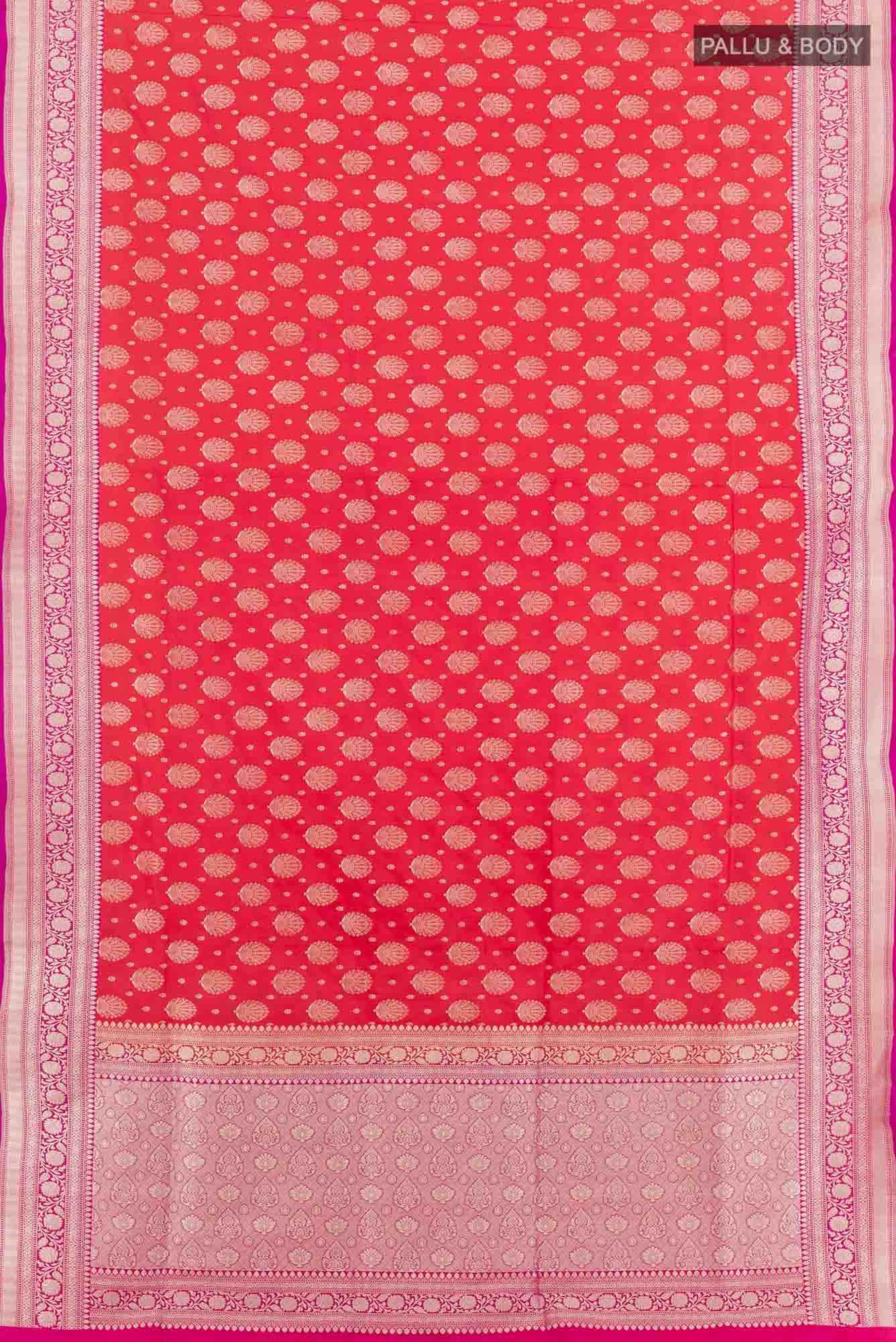 Red Banarasi Silk Saree - Image 4