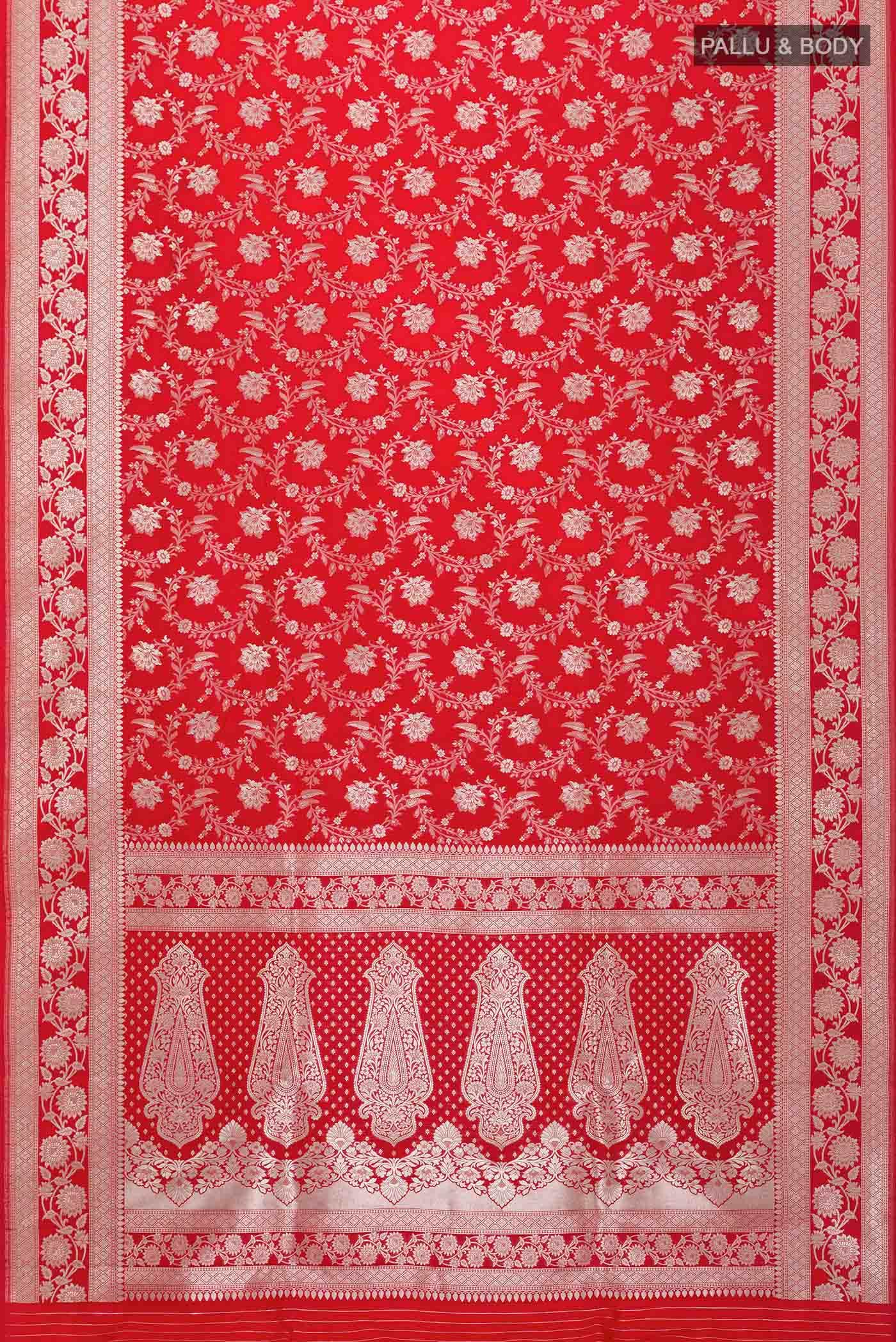 Red Blended Banarasi Silk Saree - Image 2