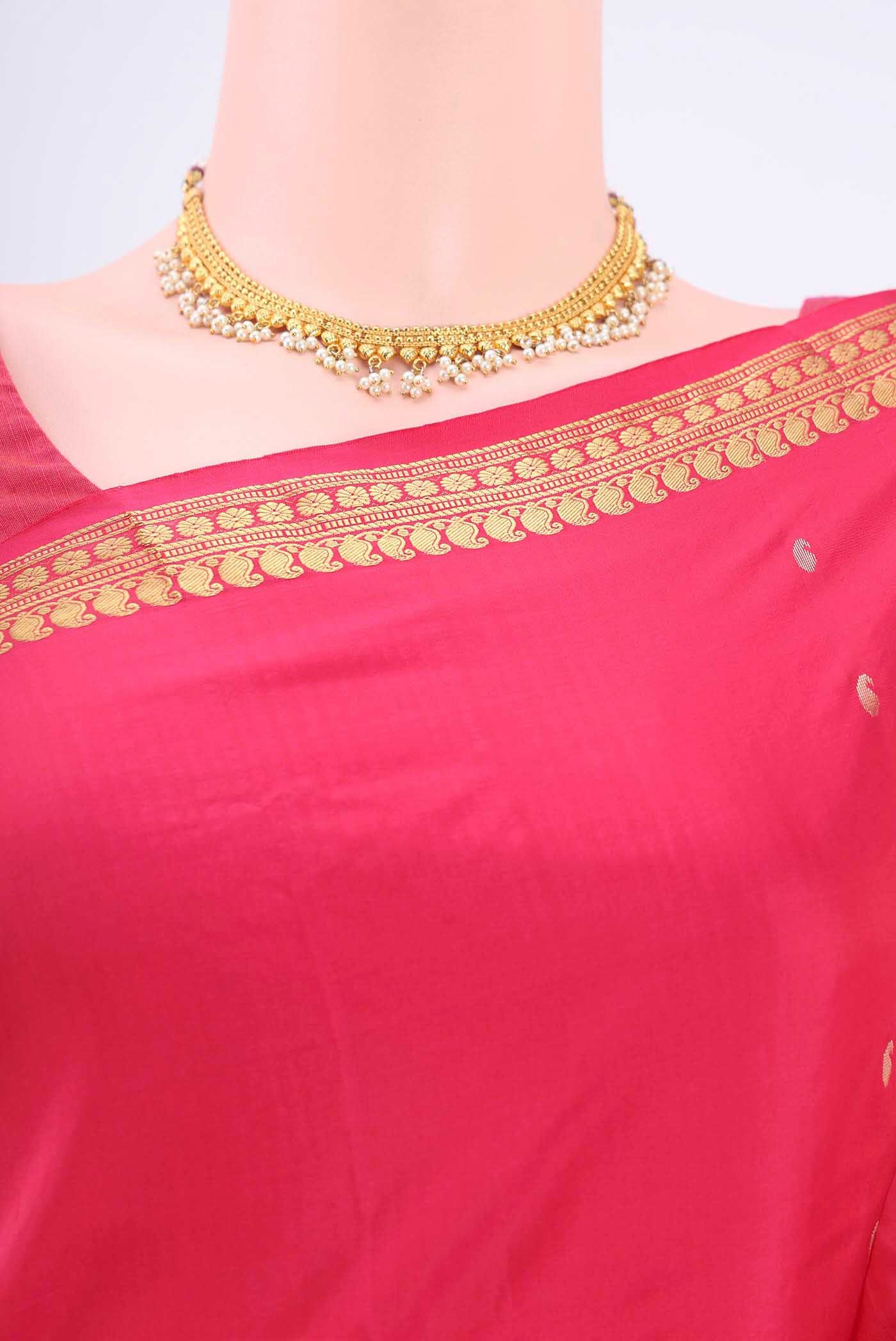 Red Blended Bangalore Silk Saree - Image 2