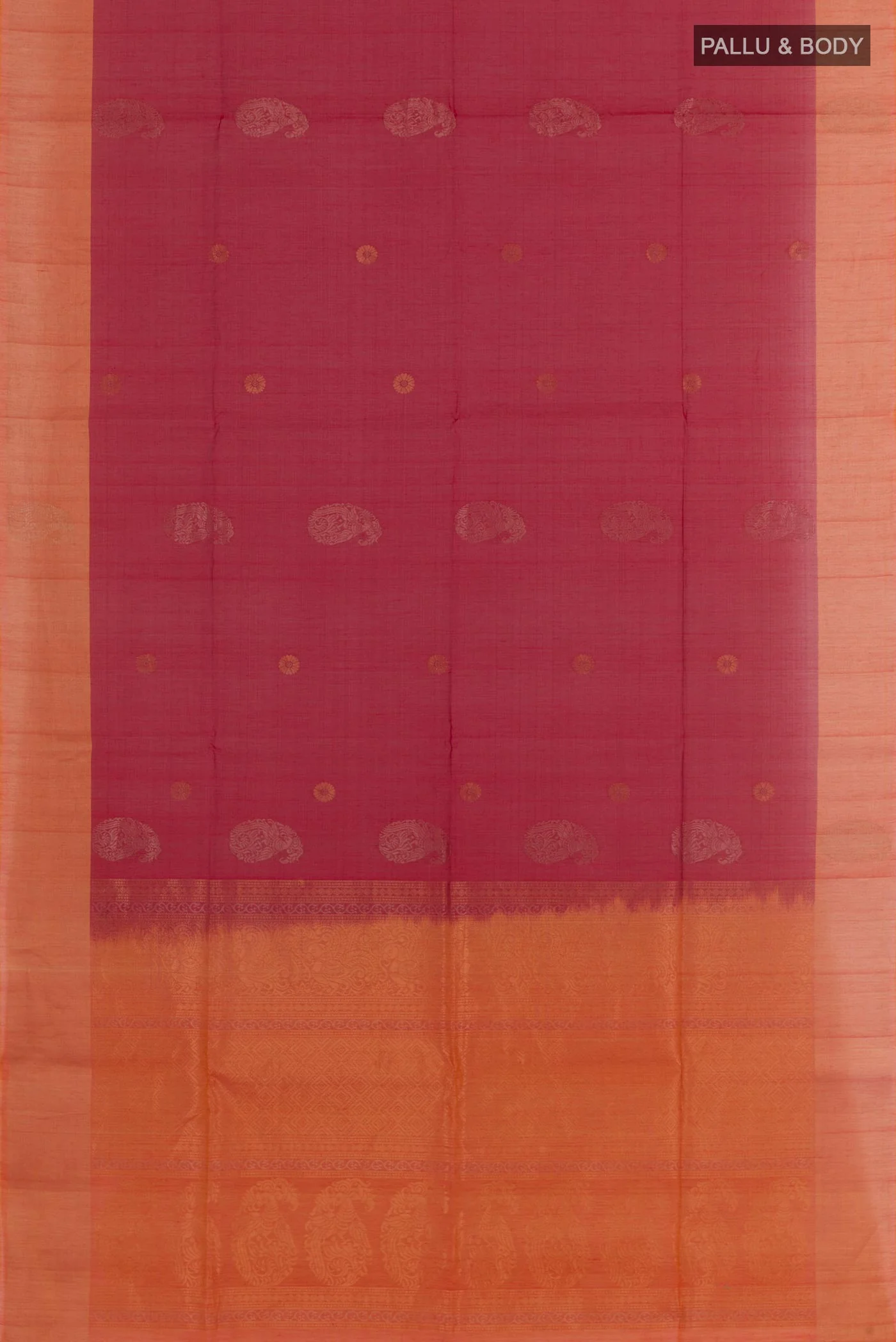 Red Silk Cotton Saree - Image 3