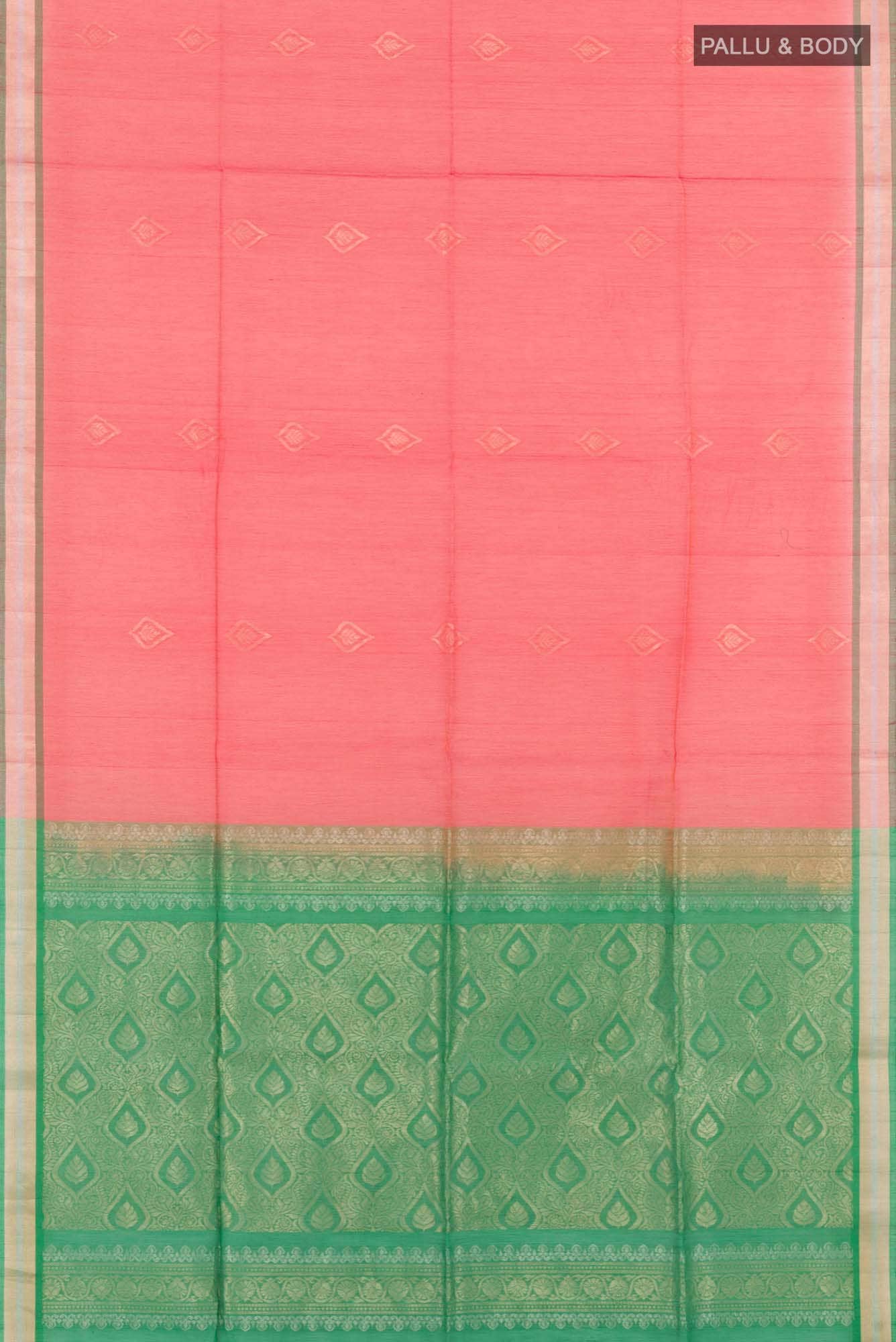 Coral Silk Cotton Saree - Image 2