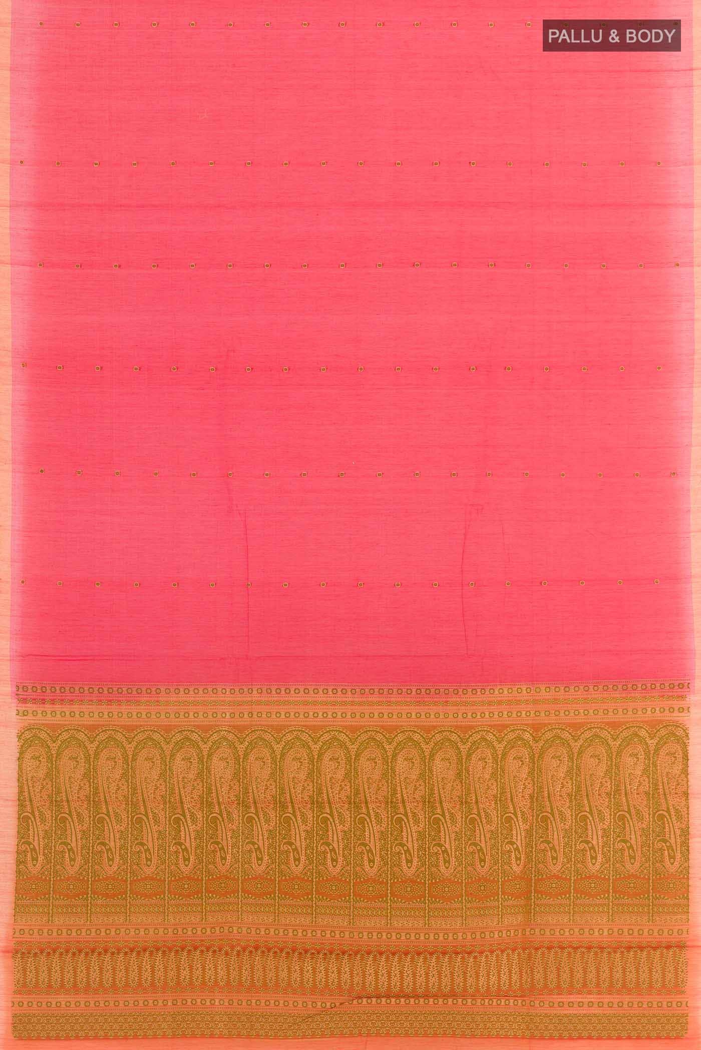 Red Blended Kora Cotton Saree - Image 2