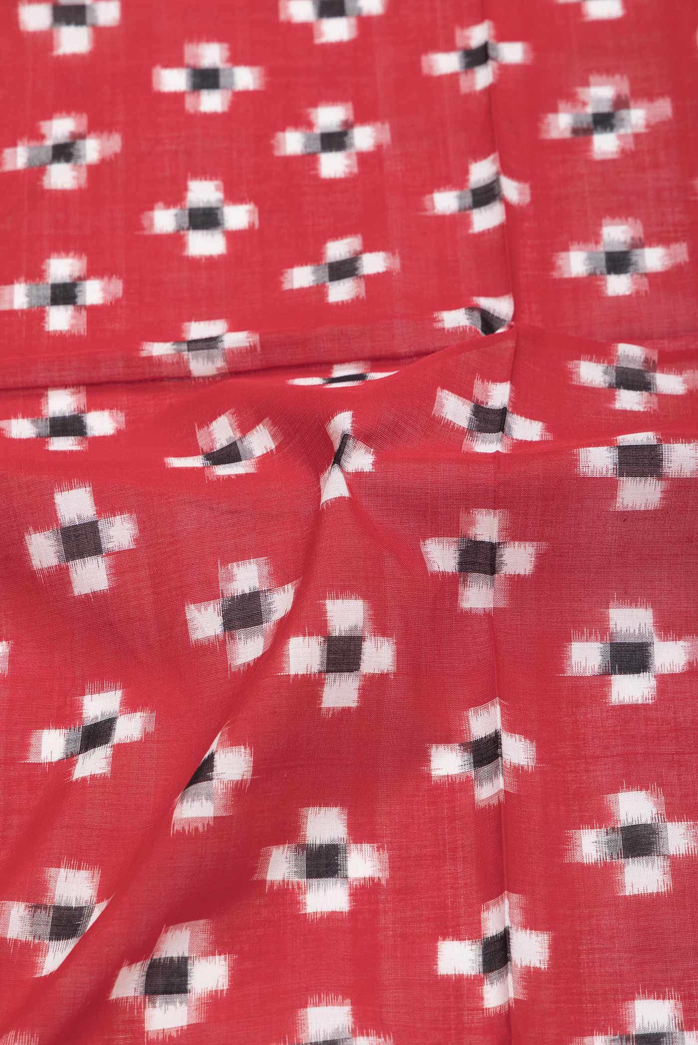 Red Cotton Saree - Image 2