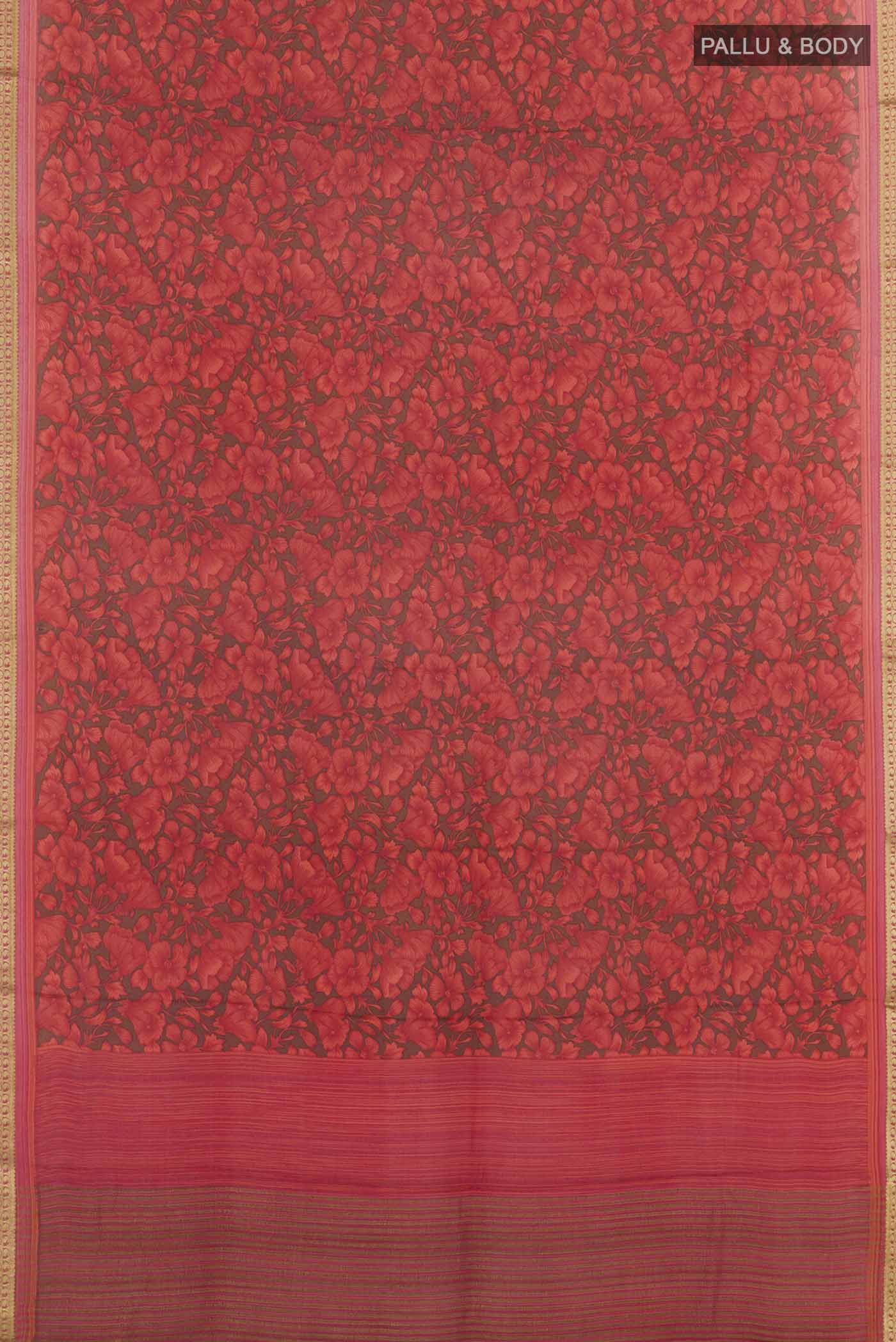 Red Crepe Saree - Image 4