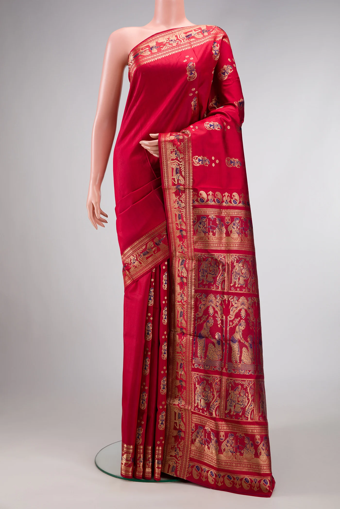 Red Dual Tone Baluchari Silk Saree