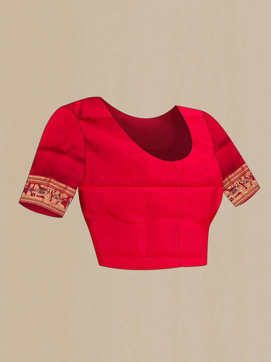 Red Dual Tone Baluchari Silk Saree - Image 4