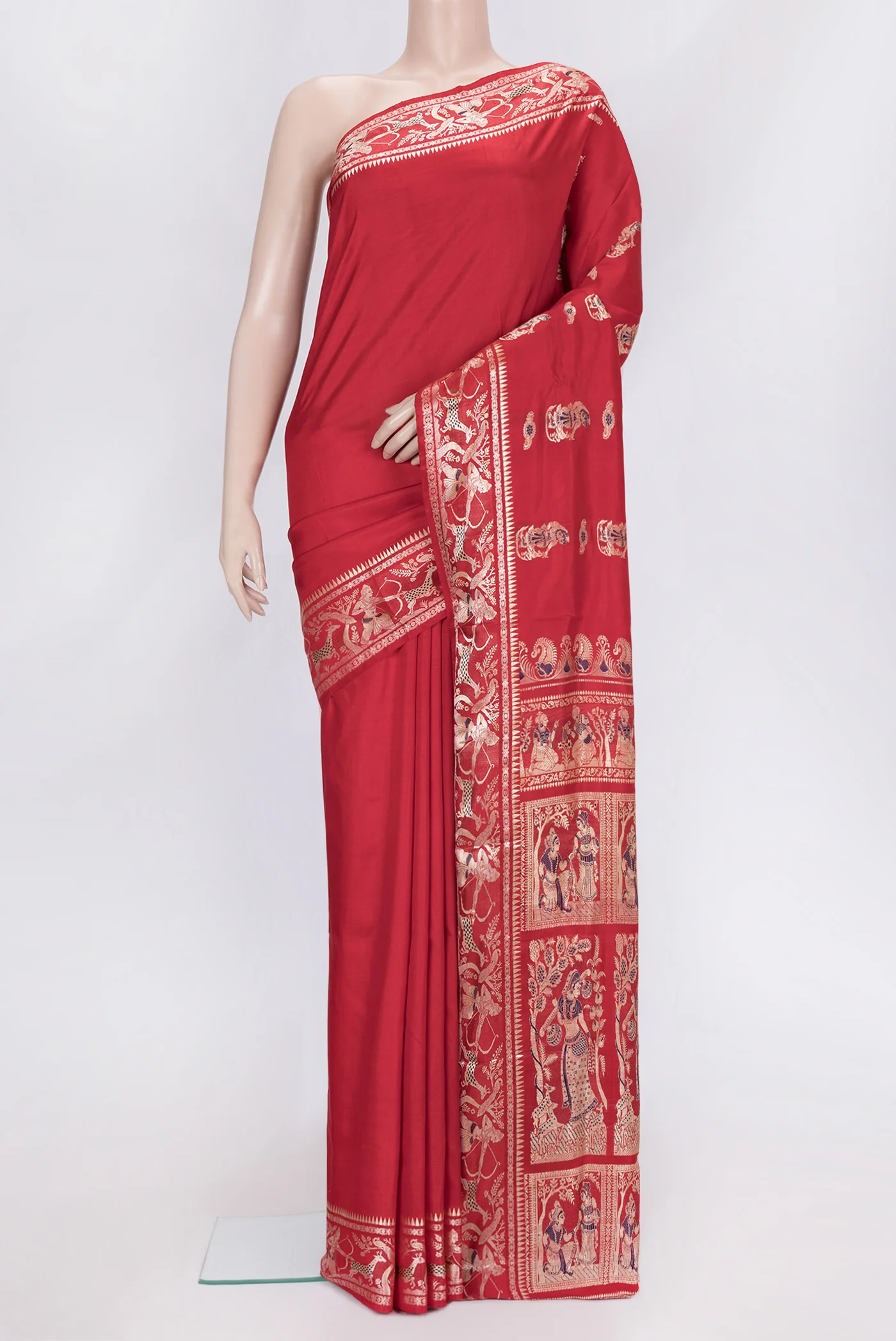 Red Baluchari Silk Saree
