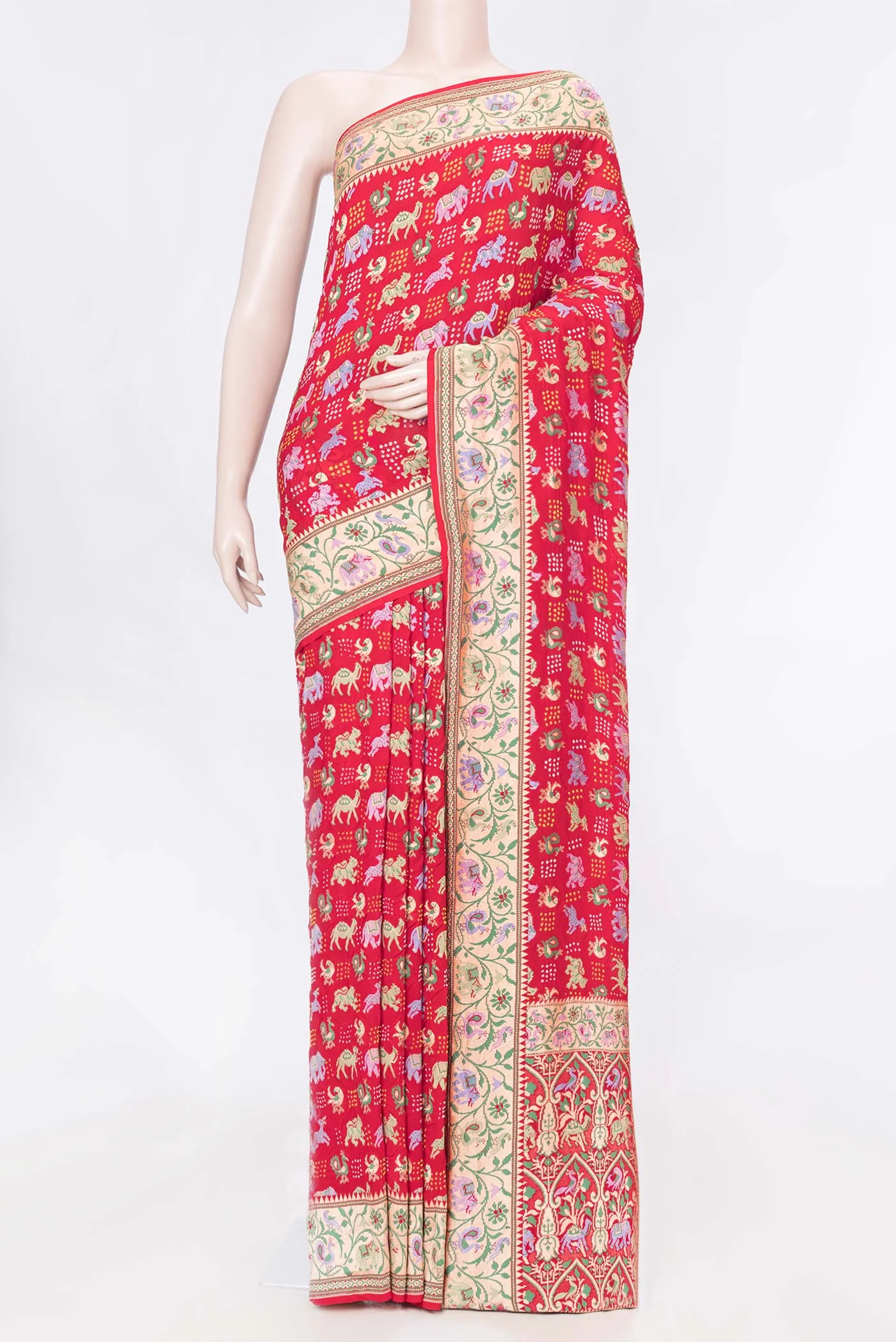 Red Dual Tone Banarasi Georgette Saree