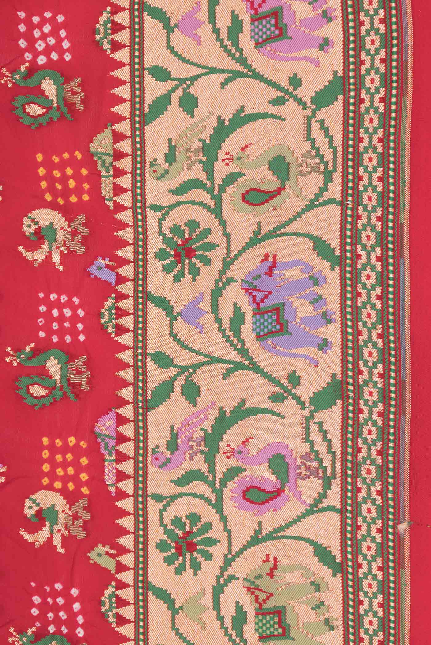 Red Dual Tone Banarasi Georgette Saree - Image 3