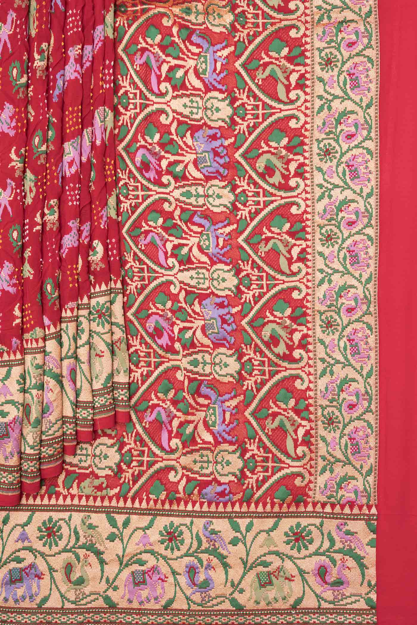 Red Dual Tone Banarasi Georgette Saree - Image 4