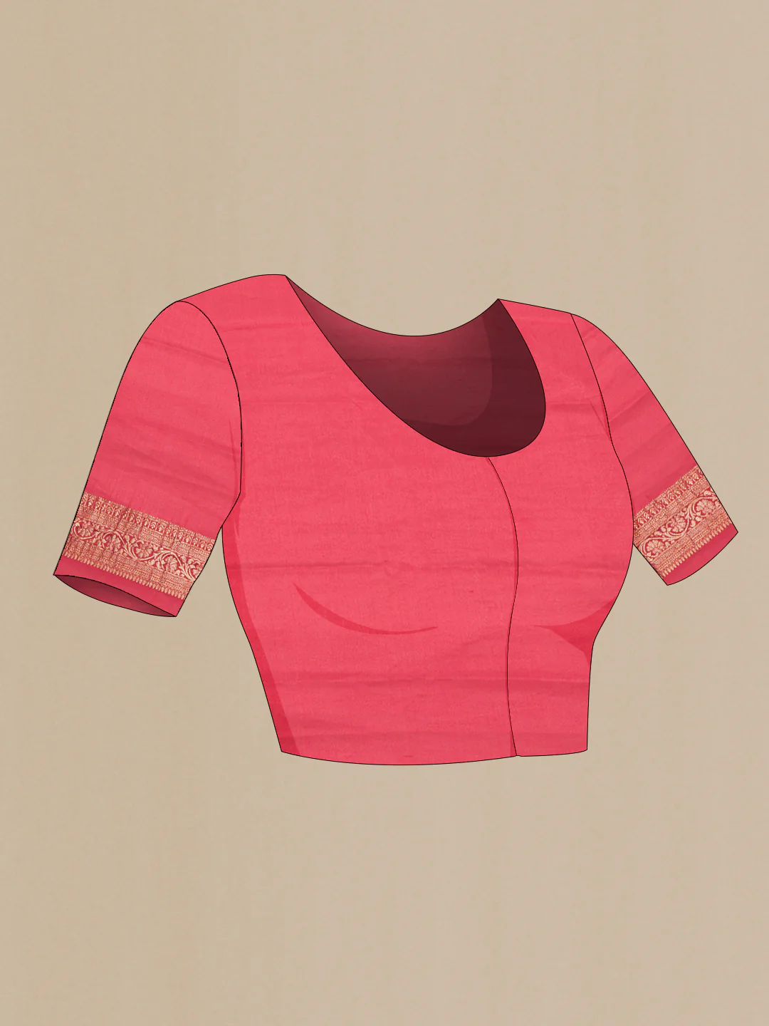 Red Mysore Crepe Saree - Image 5