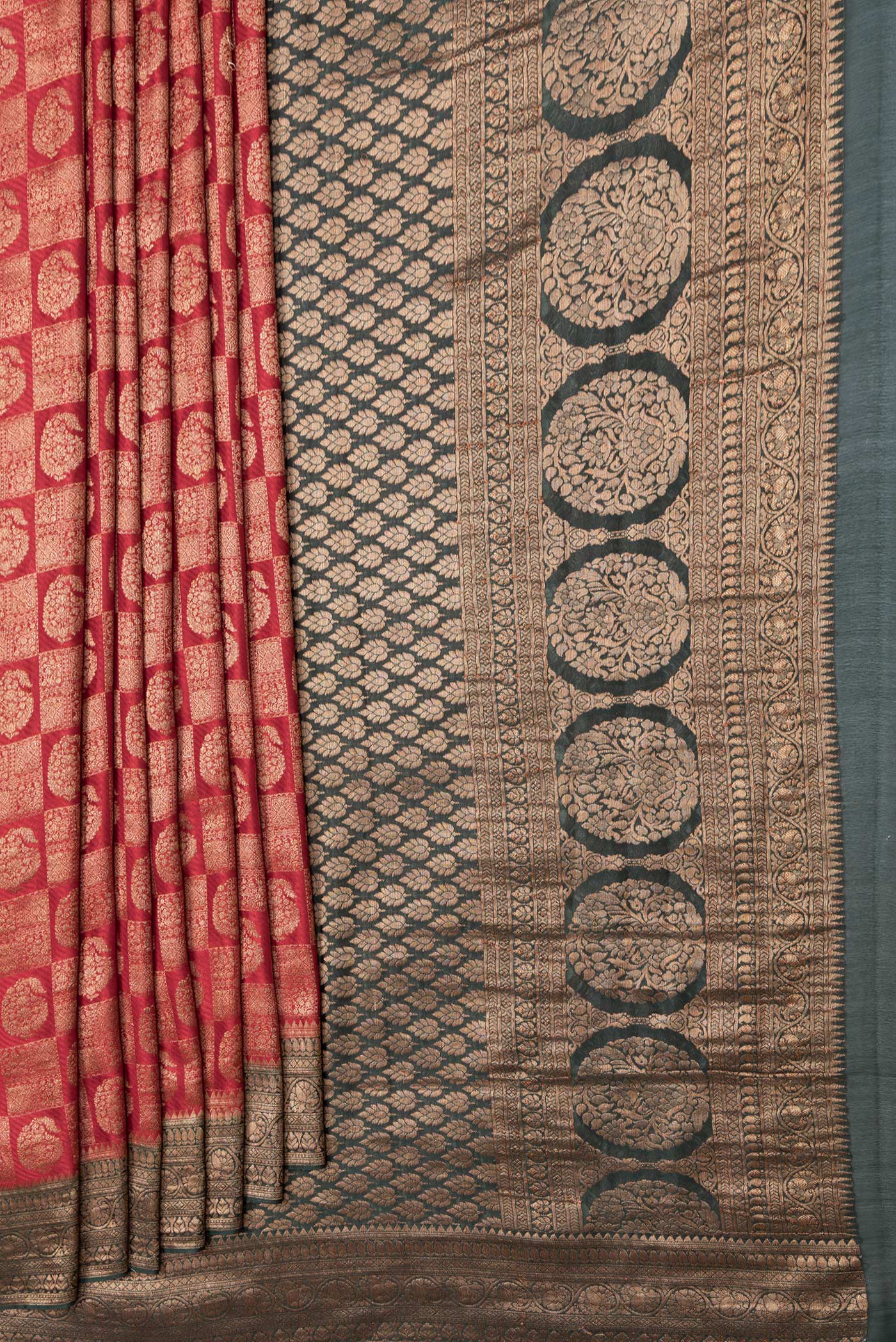 Maroon Mysore Crepe Saree - Image 4