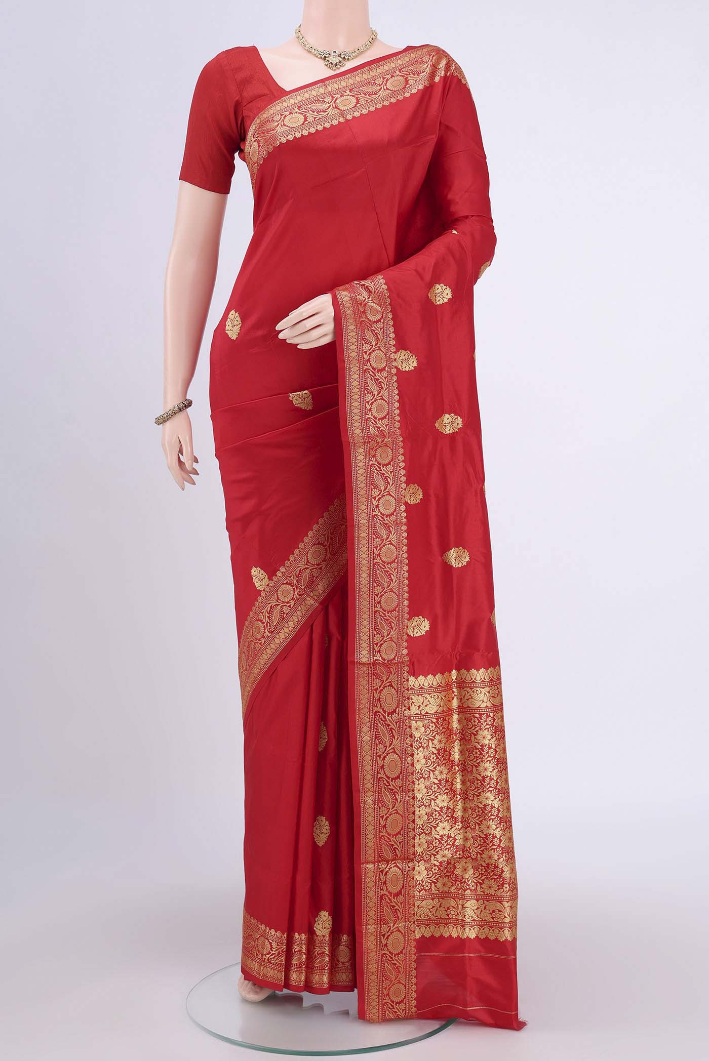Red Banarasi Katan Silk Saree
