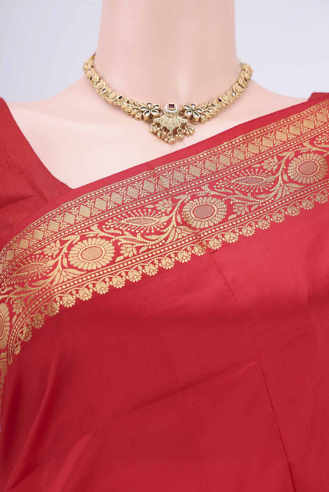 Red Banarasi Katan Silk Saree - Image 2