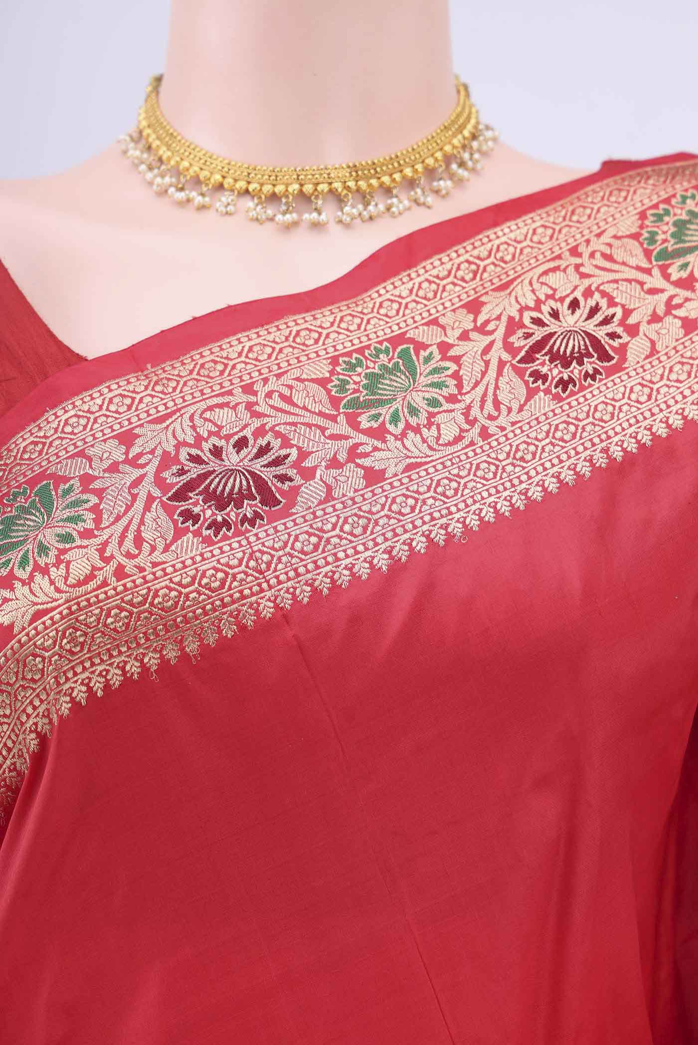 Red Dual Tone Banarasi Katan Silk Saree - Image 2