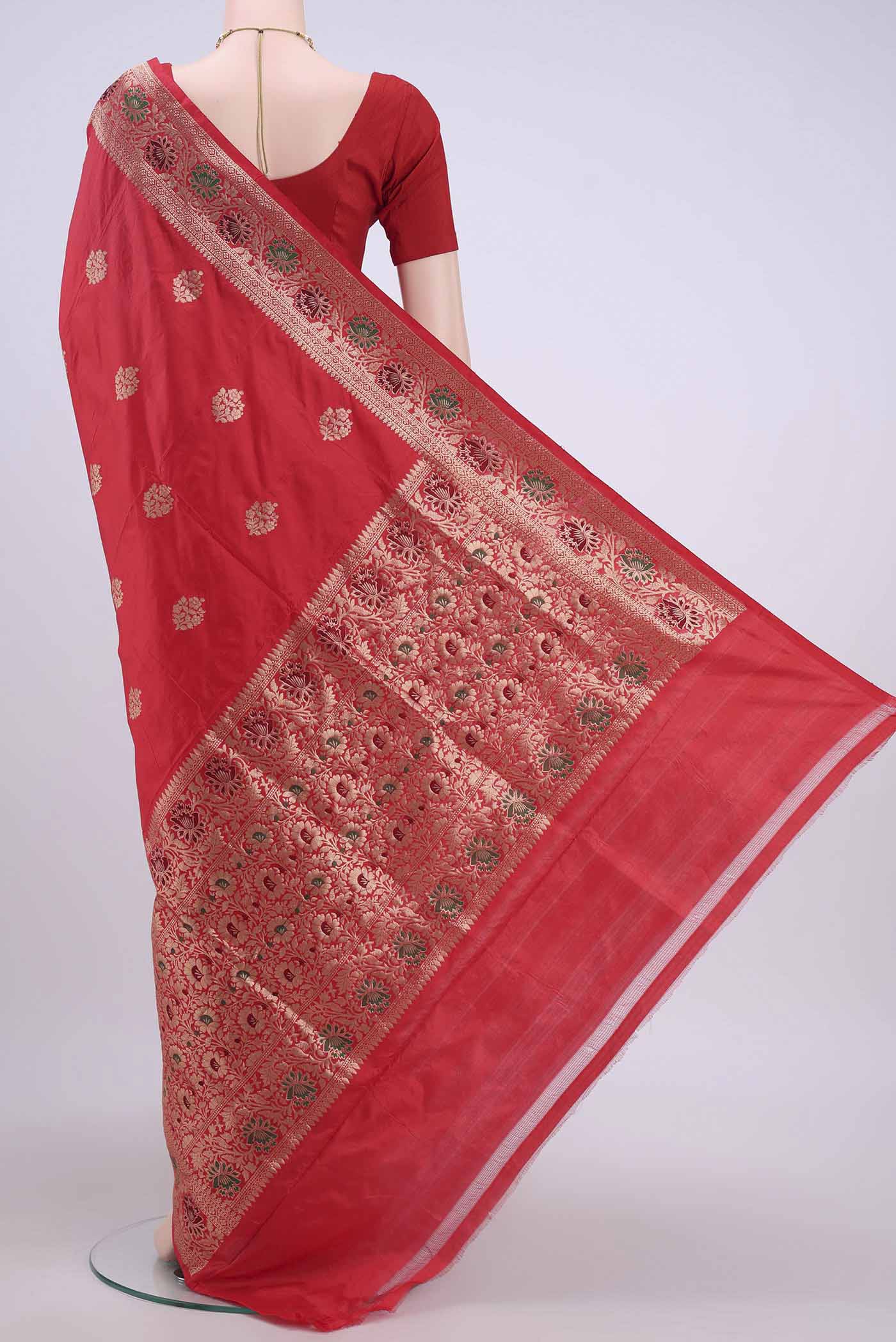 Red Dual Tone Banarasi Katan Silk Saree - Image 3
