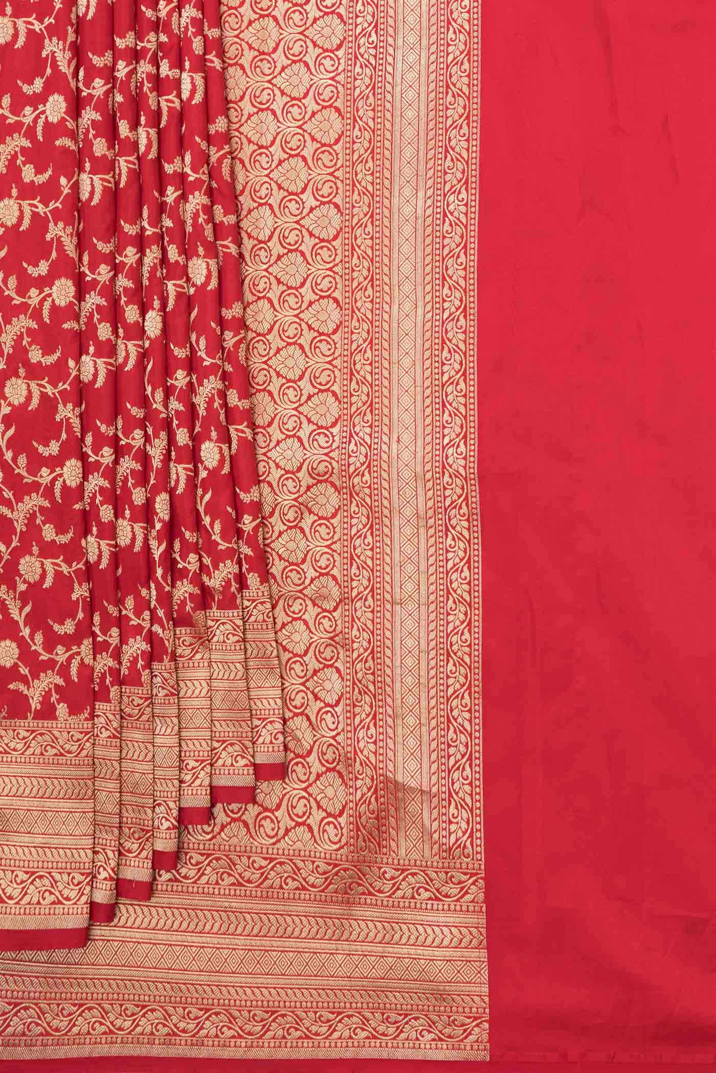 Red Dual Tone Banarasi Saree - Image 4