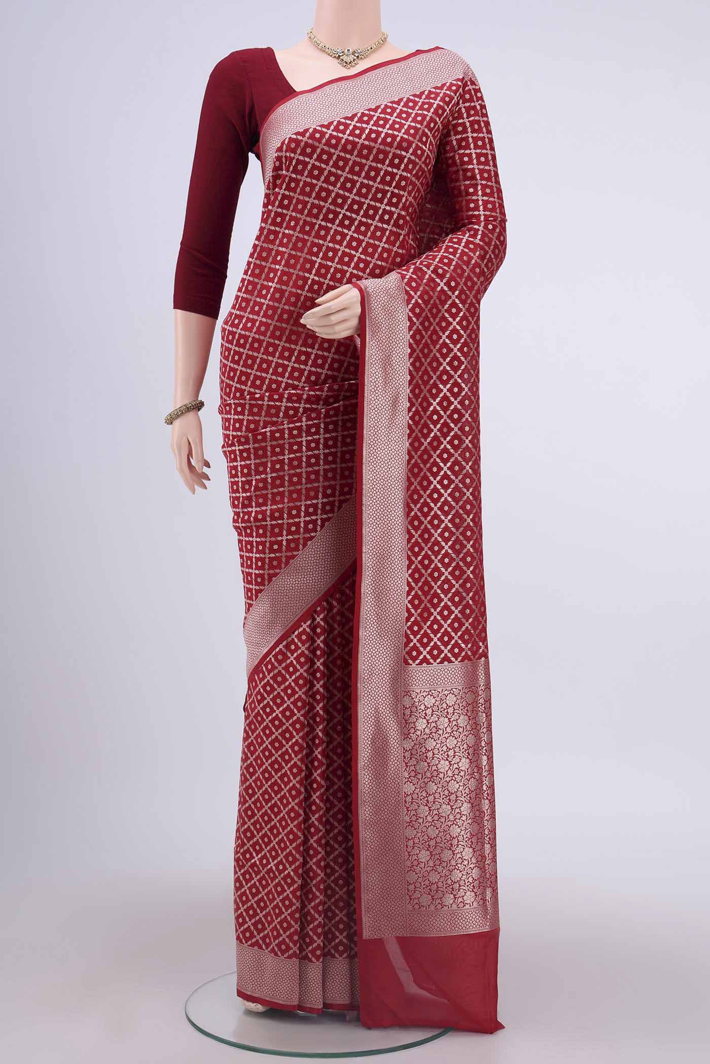 Red Dual Tone Banarasi Silk Saree