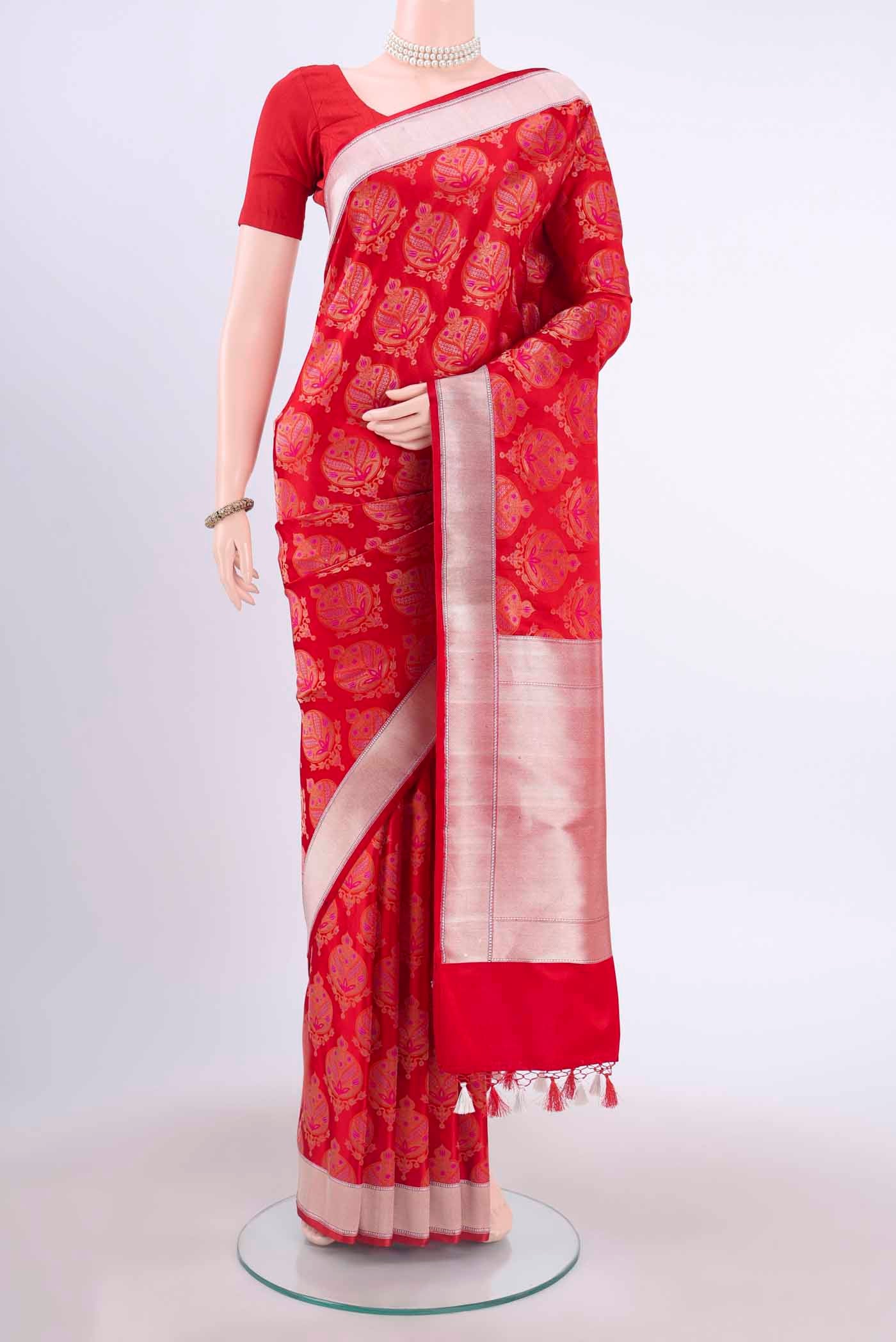Red Dual Tone Banarasi Silk Saree