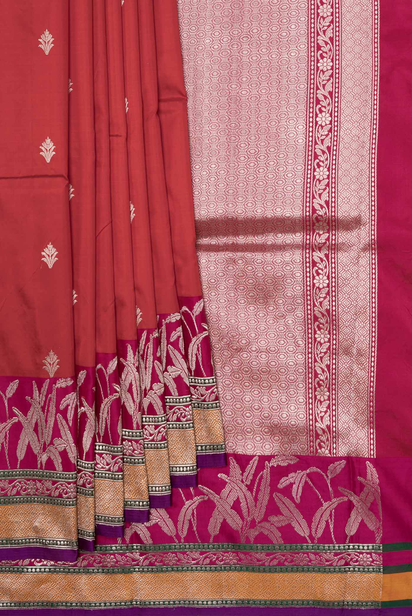 Red Dual Tone Banarasi Silk Saree - Image 4