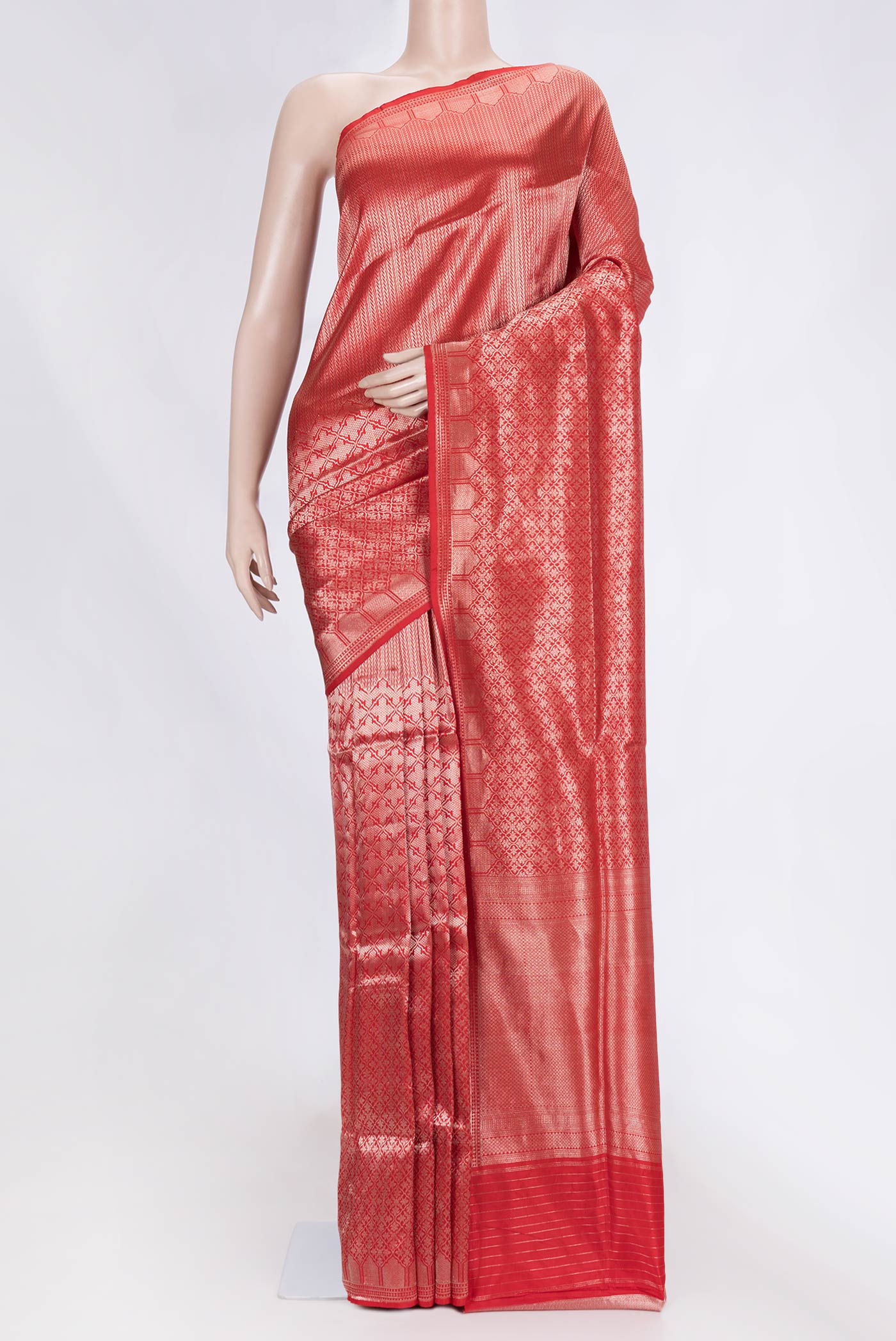 Red Dual Tone Banarasi Silk Saree