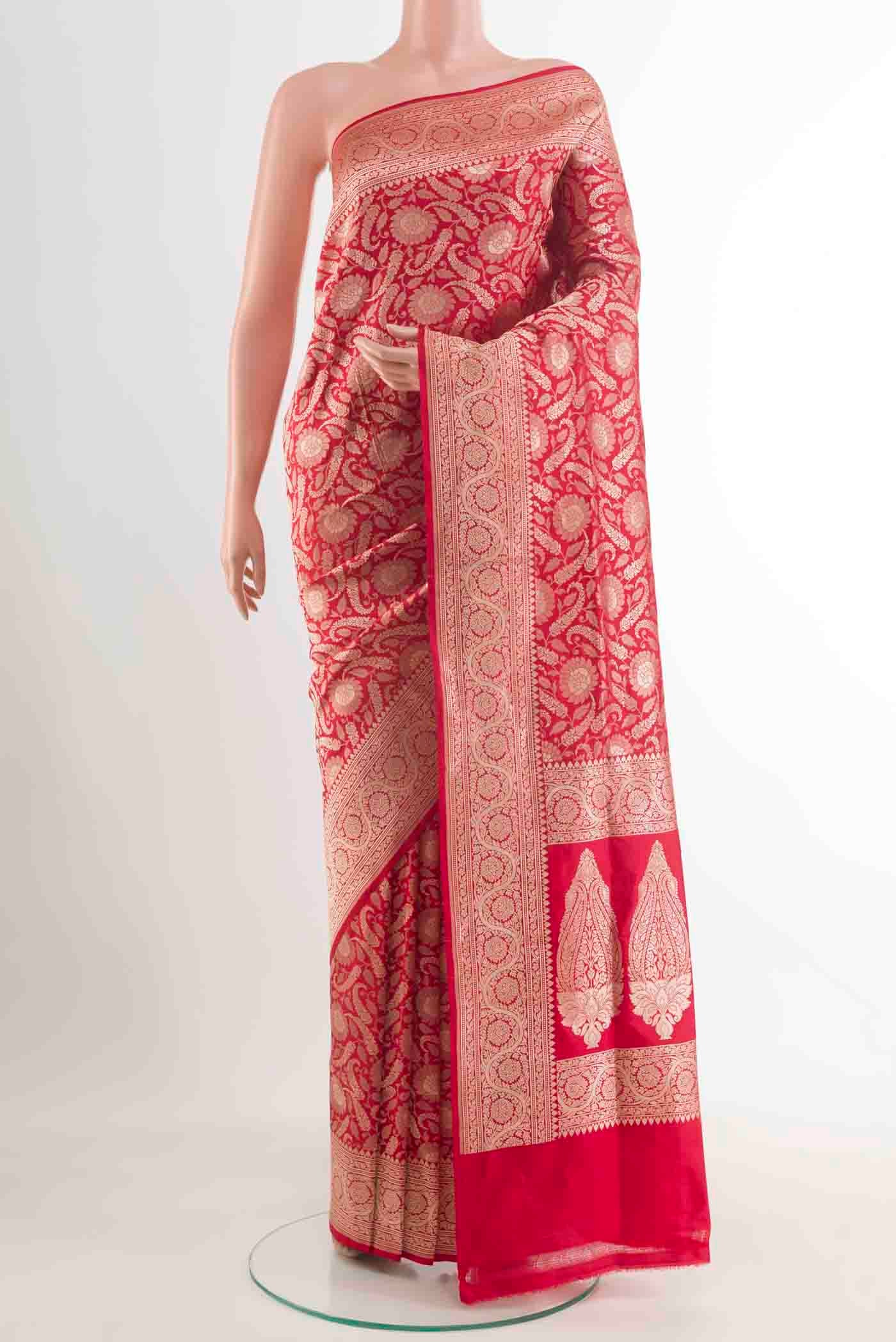 Red Dual Tone Banarasi Silk Saree - Image 2