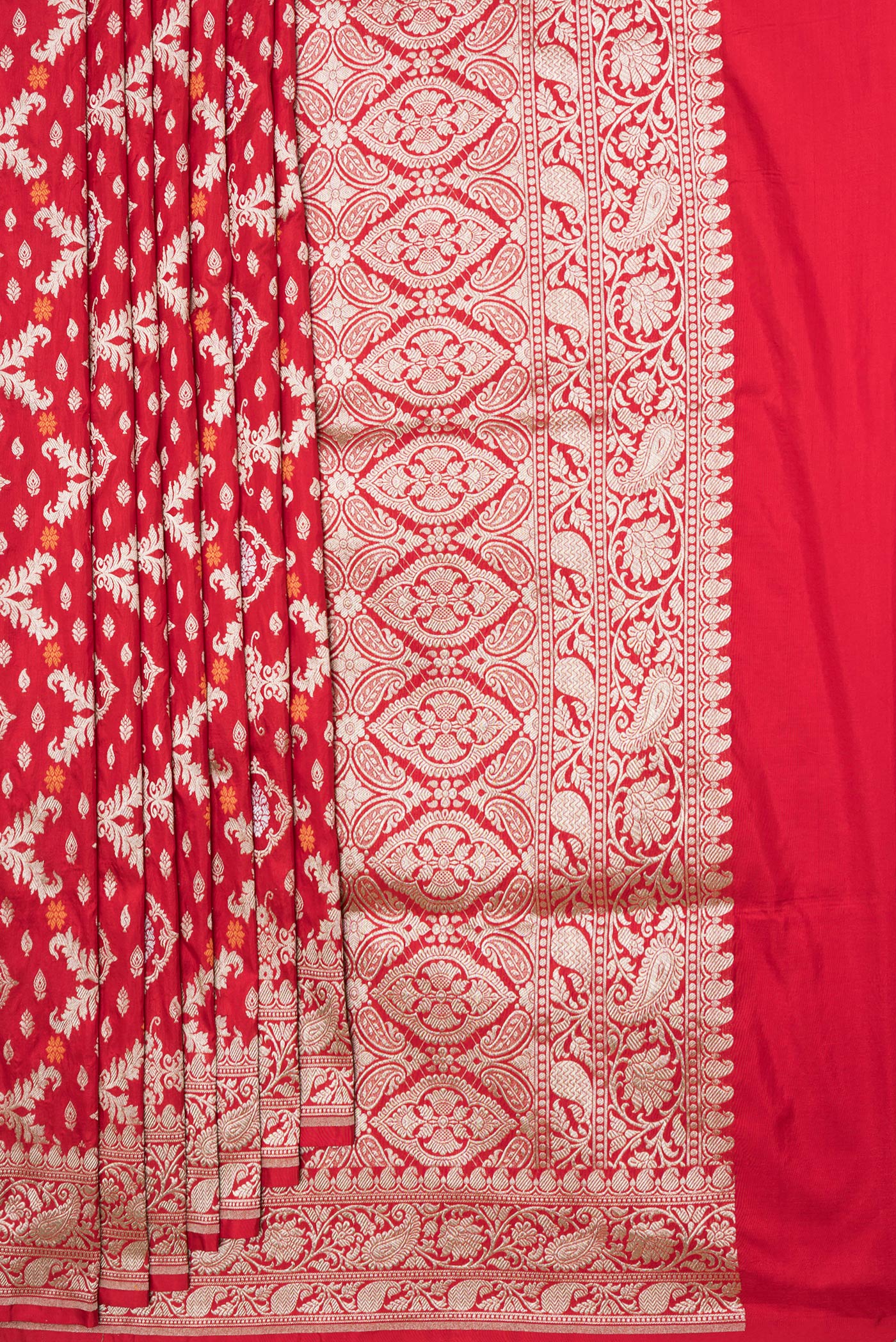 Red Banarasi Silk Saree - Image 4