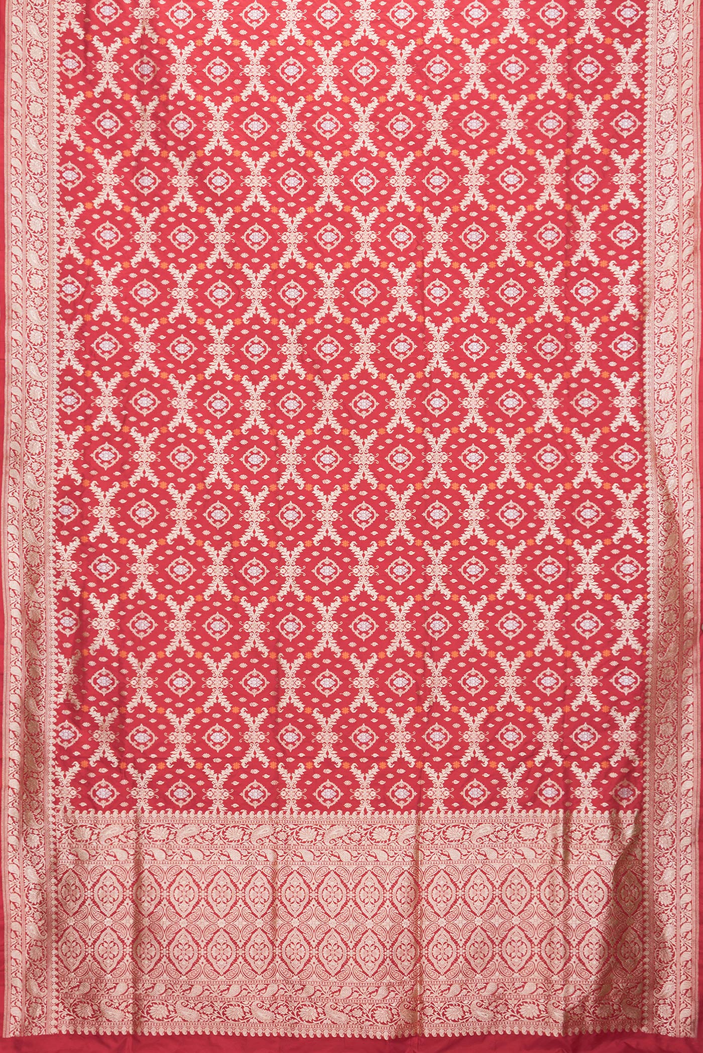 Red Banarasi Silk Saree - Image 6