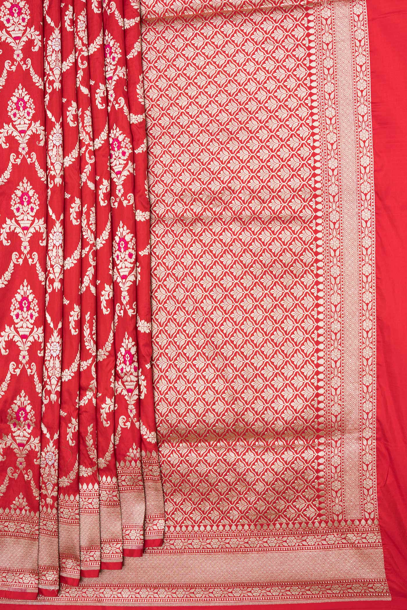 Red Banarasi Silk Saree - Image 4