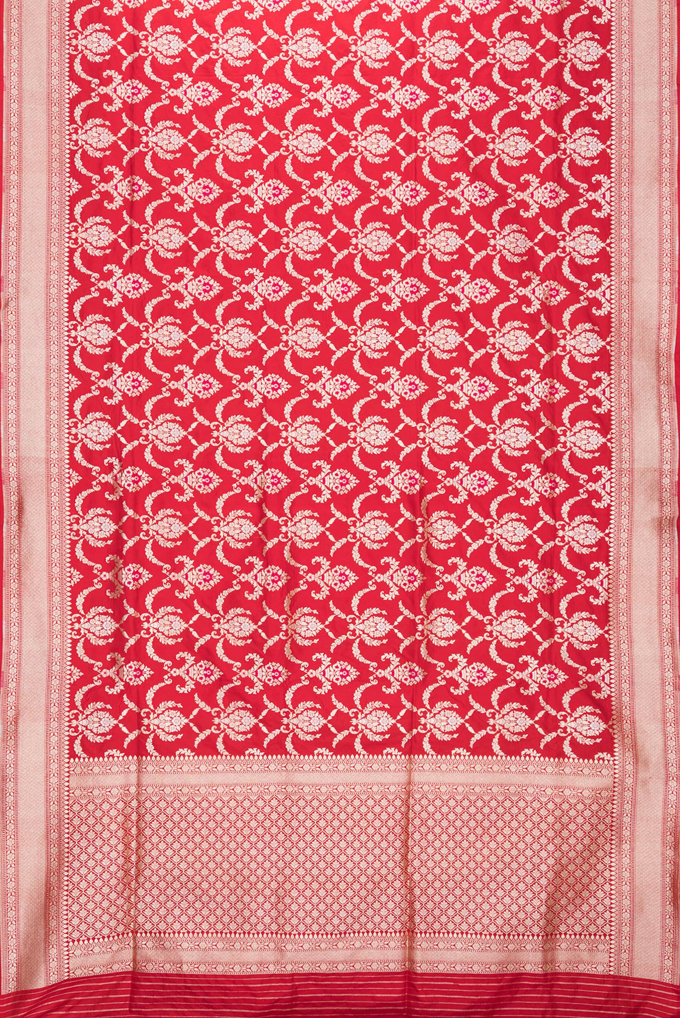 Red Banarasi Silk Saree - Image 6