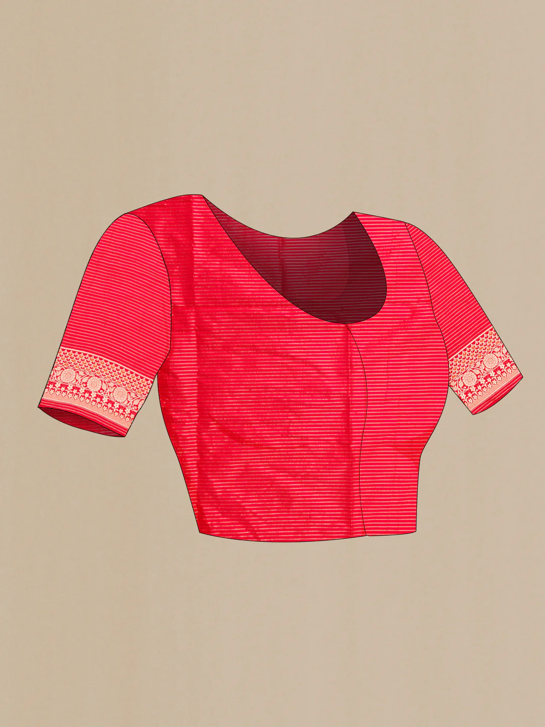 Red Banarasi Silk Saree - Image 6