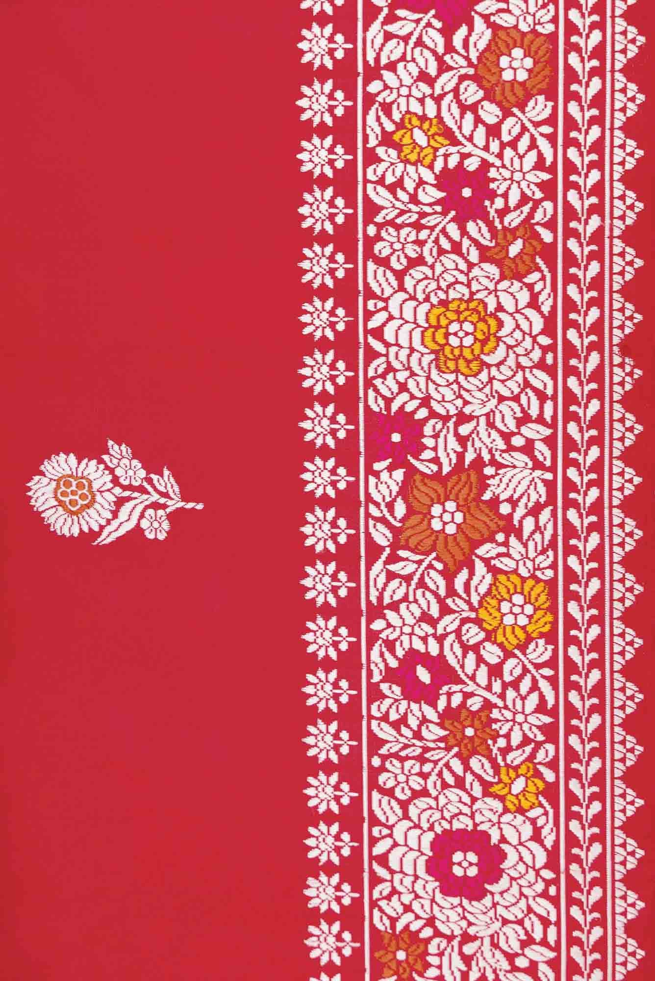 Red Dual Tone Banarasi Silk Saree - Image 5