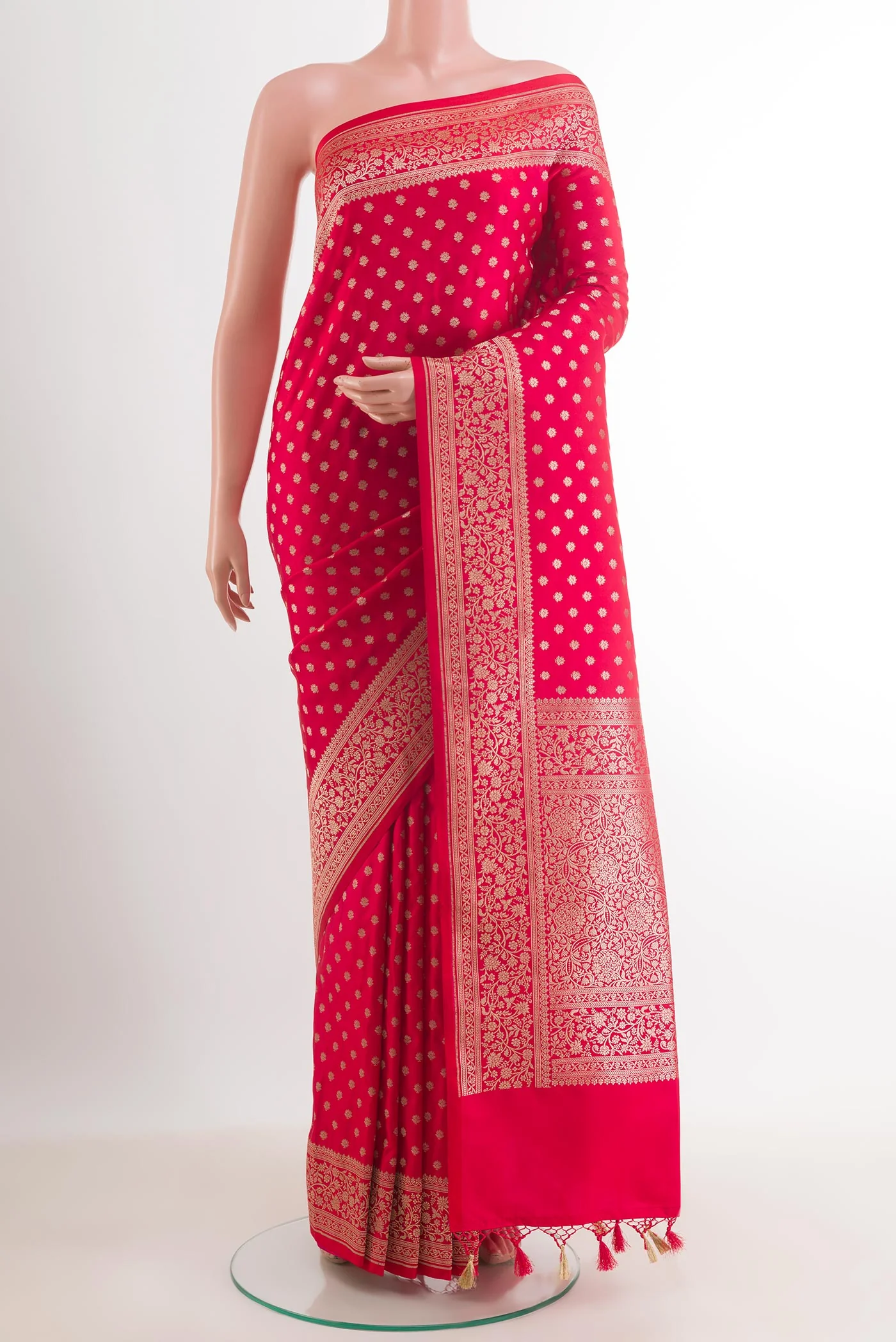 Red Dual Tone Blended Banarasi Silk Saree